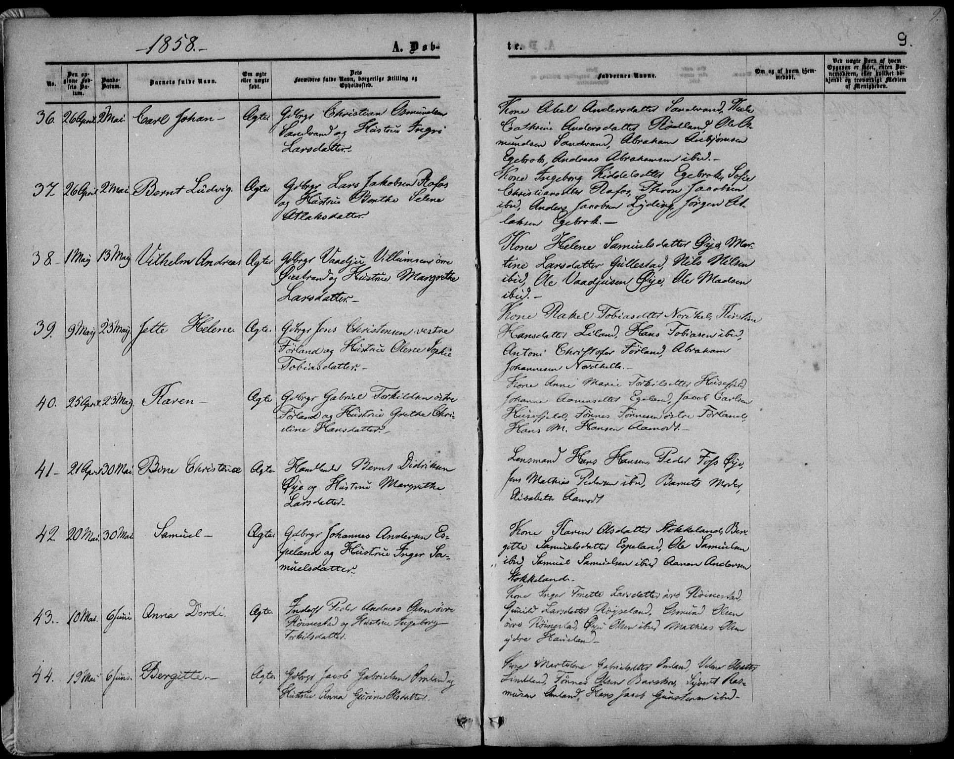 Kvinesdal sokneprestkontor, AV/SAK-1111-0026/F/Fa/Fab/L0006: Parish register (official) no. A 6, 1857-1869, p. 9