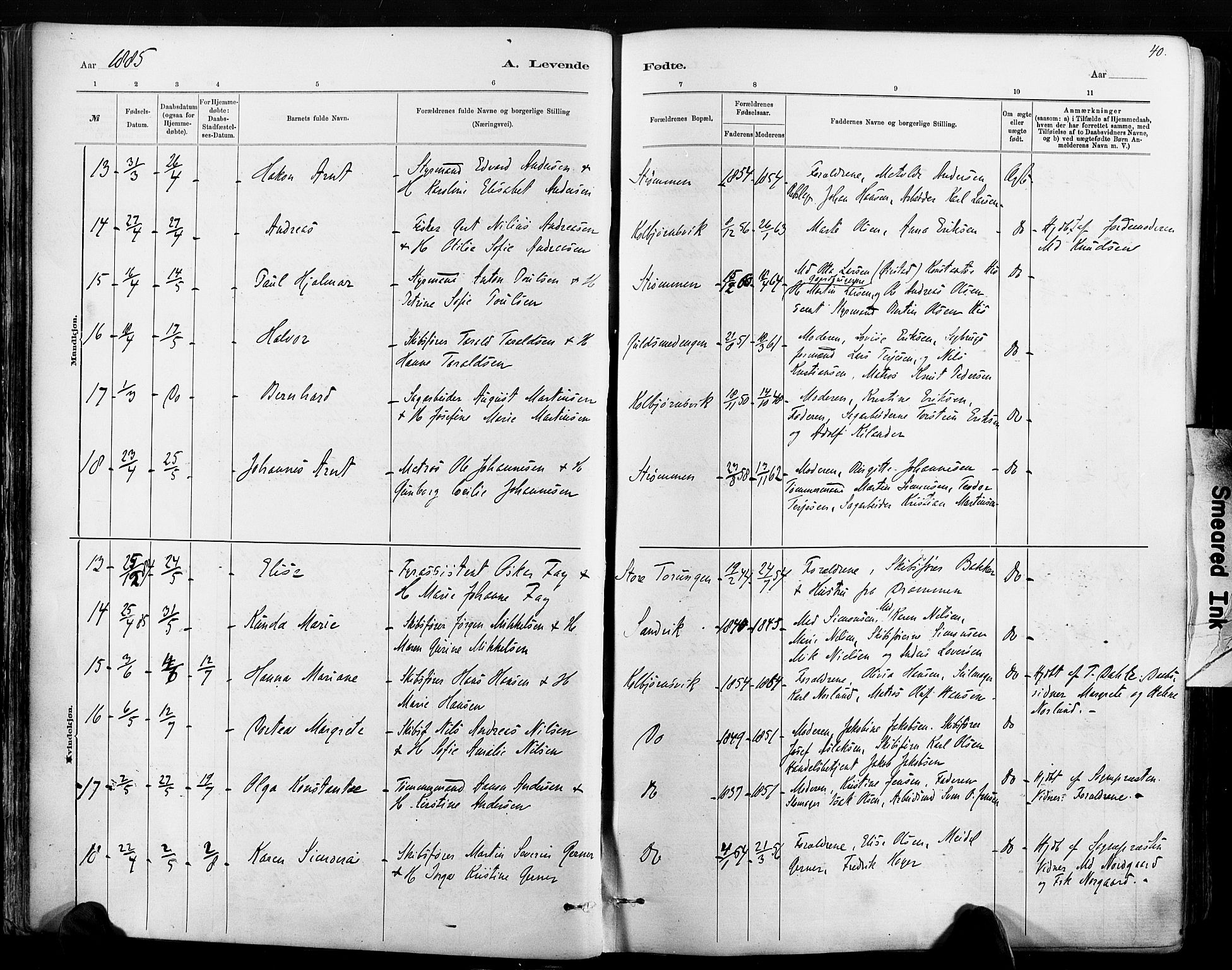 Hisøy sokneprestkontor, AV/SAK-1111-0020/F/Fa/L0003: Parish register (official) no. A 3, 1881-1894, p. 40