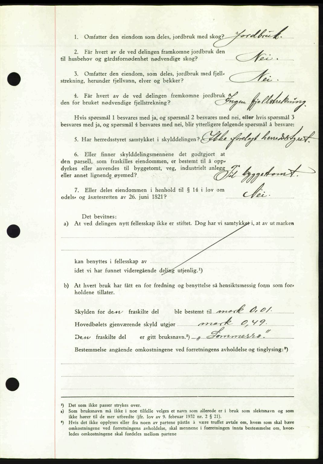 Romsdal sorenskriveri, AV/SAT-A-4149/1/2/2C: Mortgage book no. A30, 1949-1949, Diary no: : 2069/1949