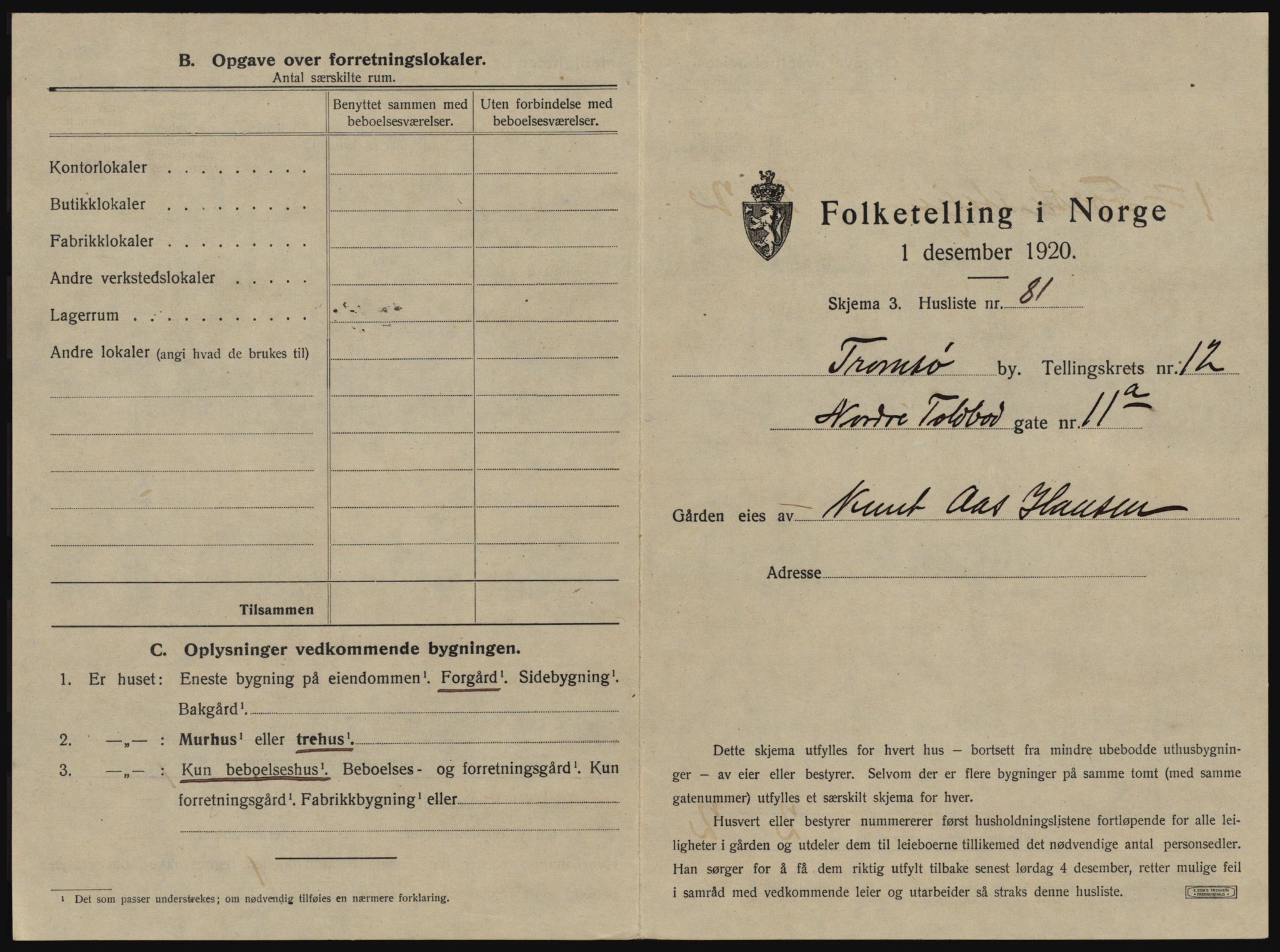 SATØ, 1920 census for Tromsø, 1920, p. 2115