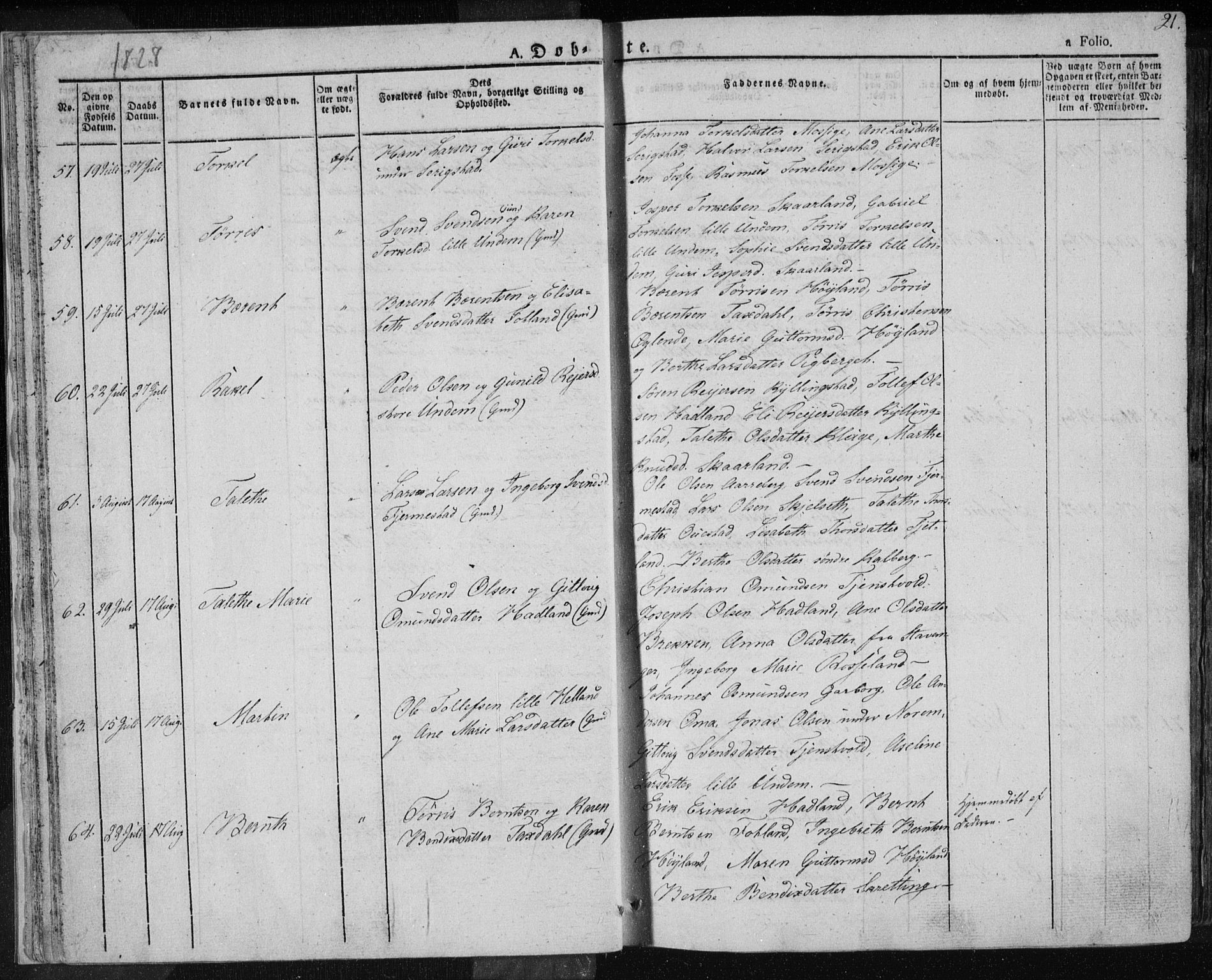 Lye sokneprestkontor, AV/SAST-A-101794/001/30BA/L0004: Parish register (official) no. A 4, 1826-1841, p. 21