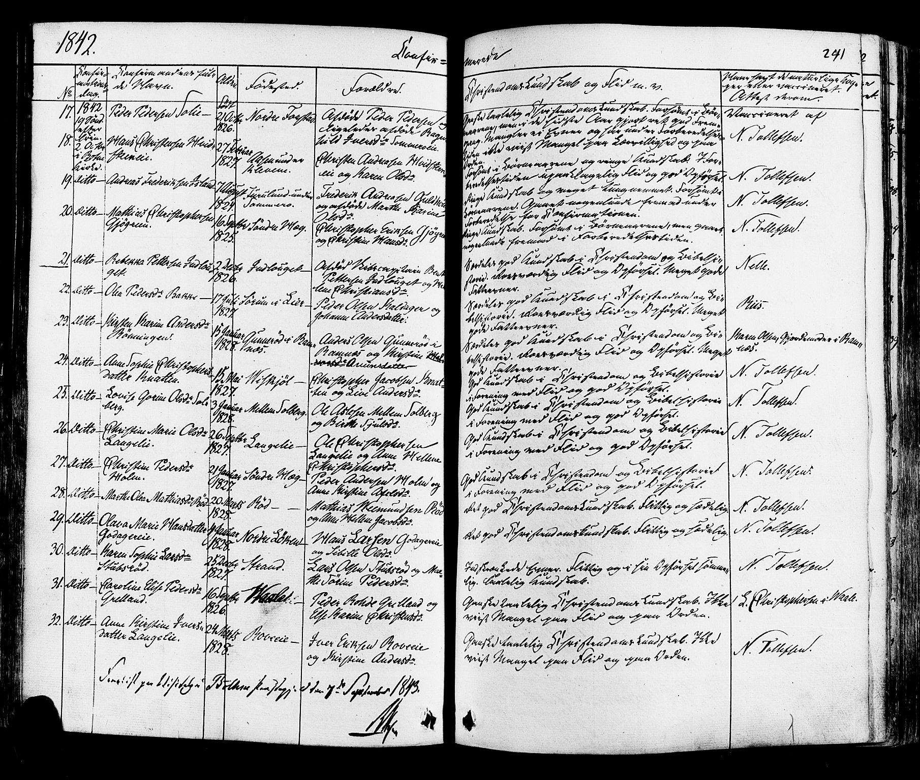 Botne kirkebøker, AV/SAKO-A-340/F/Fa/L0006: Parish register (official) no. I 6, 1836-1877, p. 241