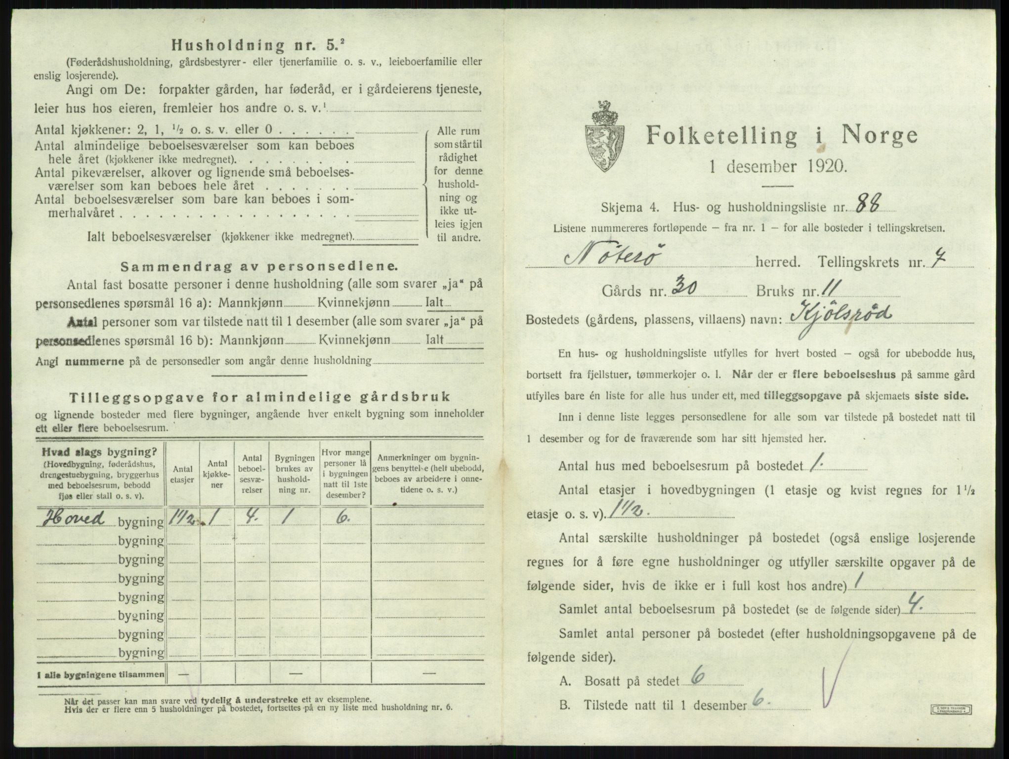 SAKO, 1920 census for Nøtterøy, 1920, p. 1496