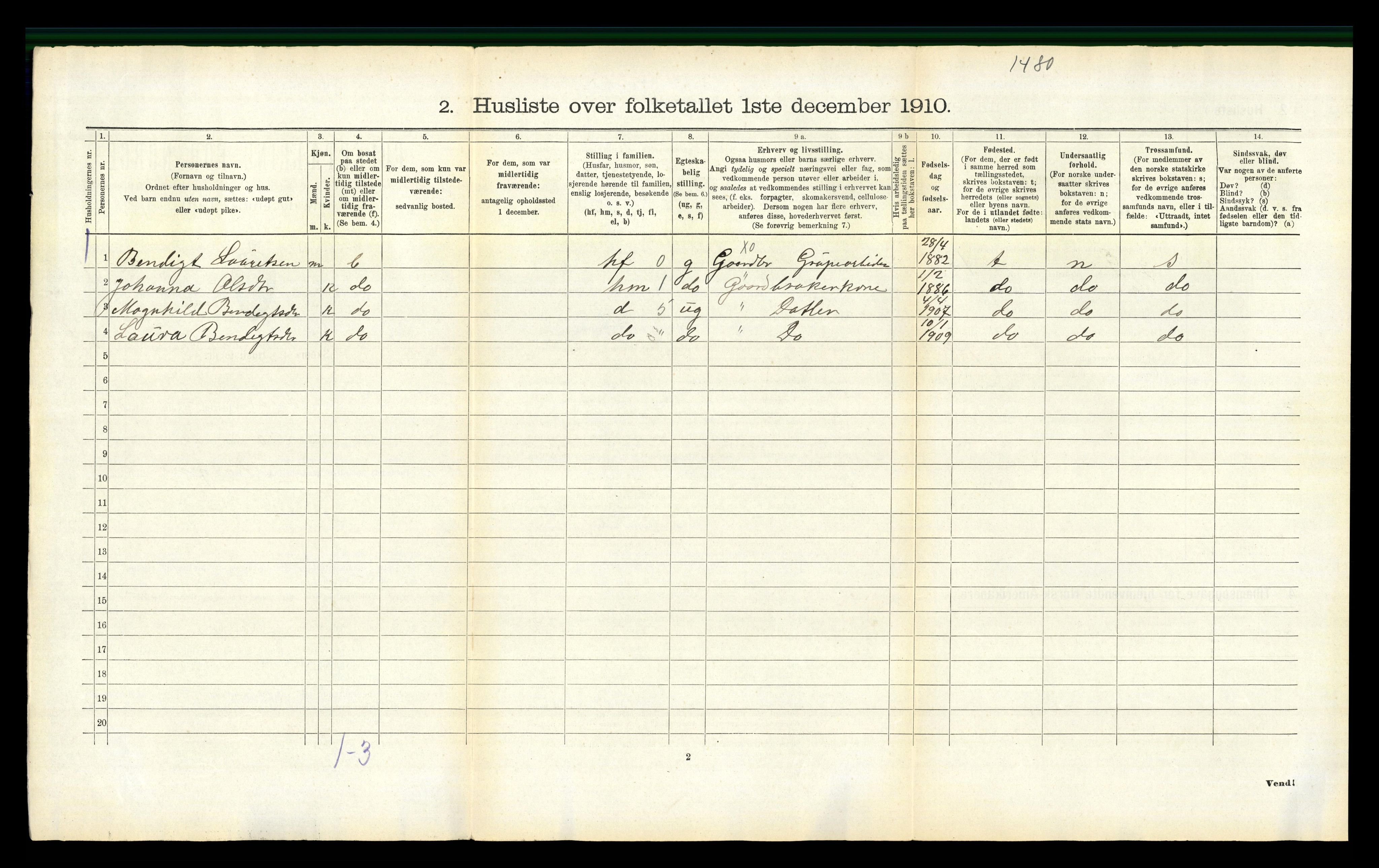 RA, 1910 census for Beiarn, 1910, p. 544