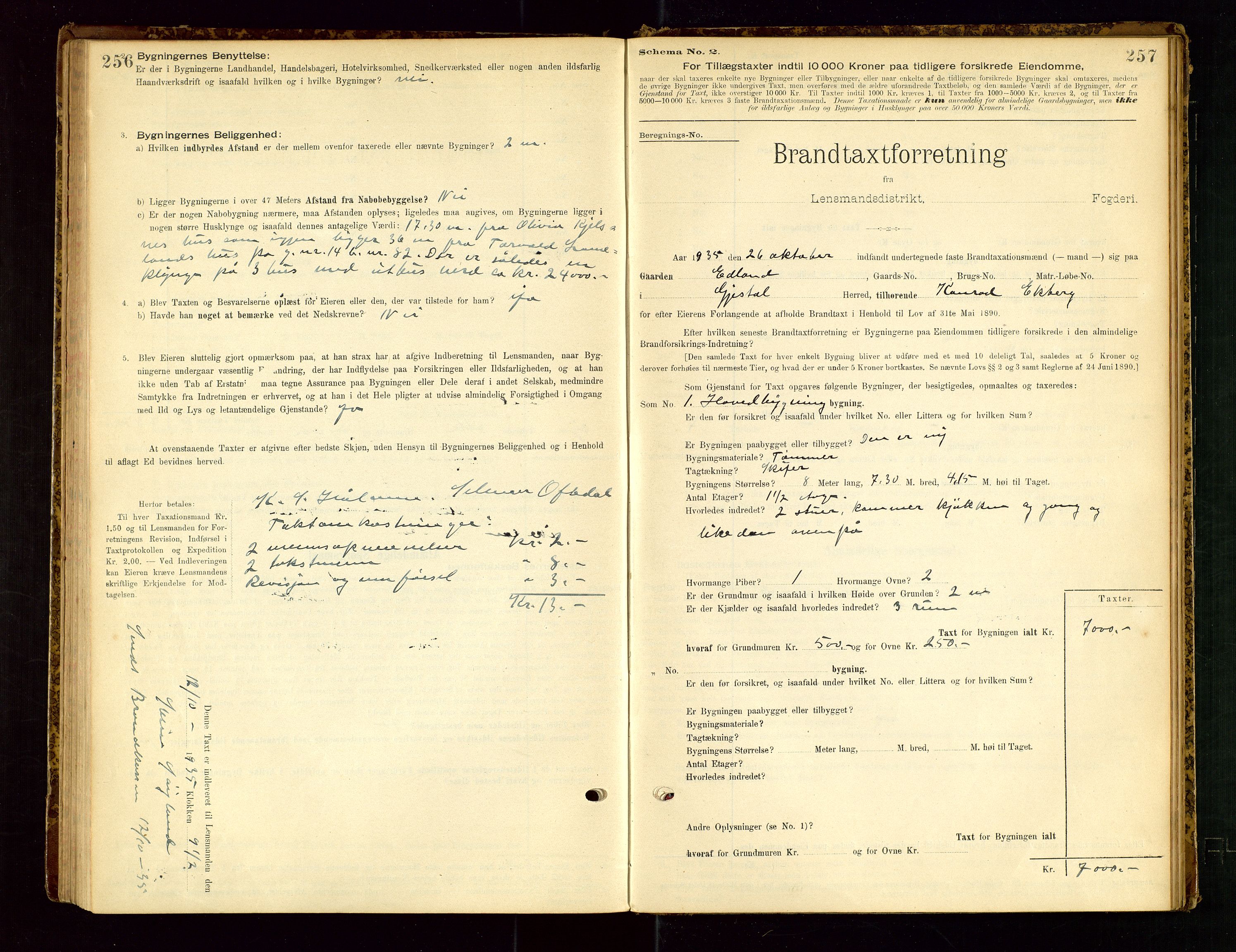 Gjesdal lensmannskontor, SAST/A-100441/Go/L0007: Branntakstskjemaprotokoll, 1894-1937, p. 256-257