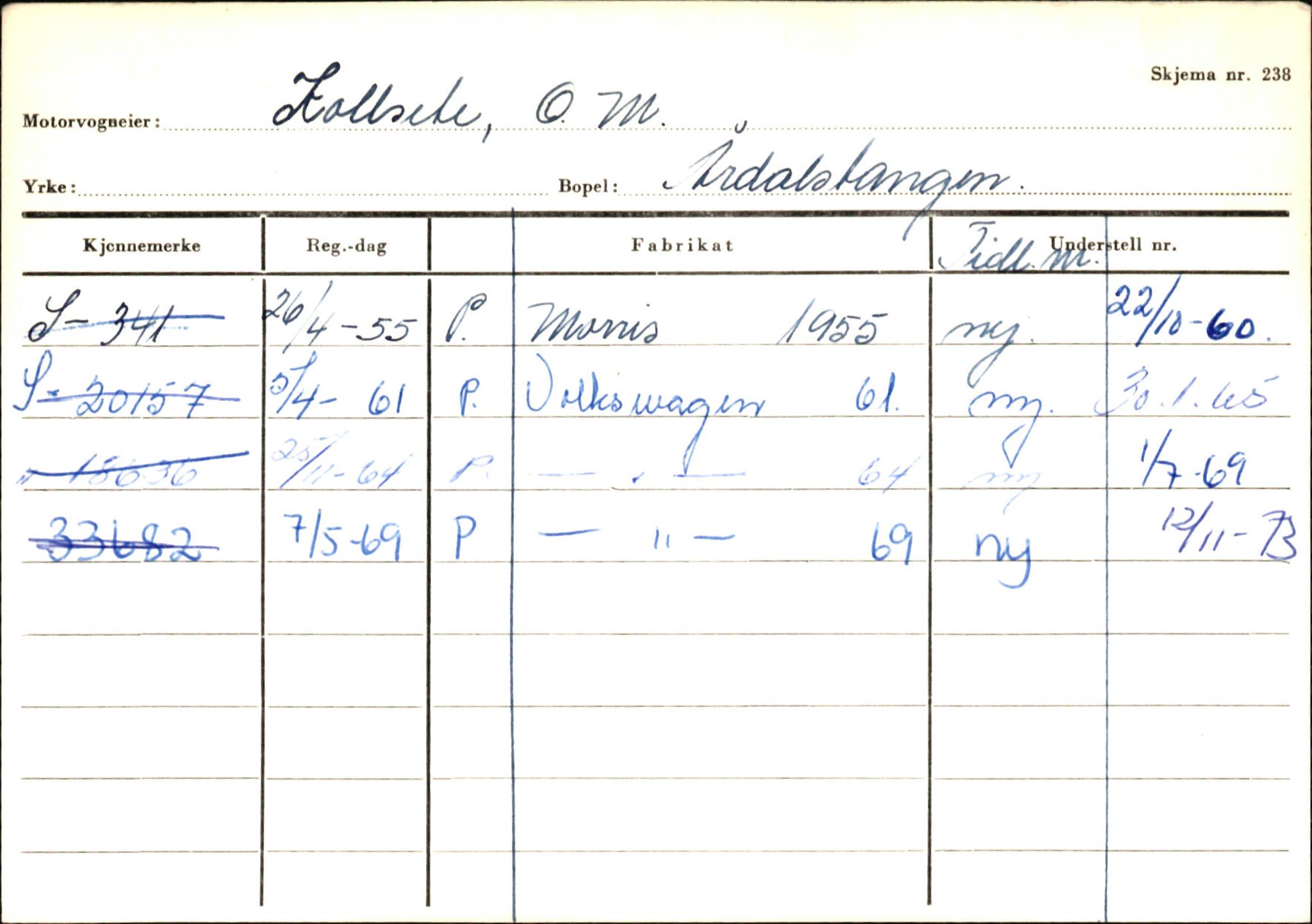 Statens vegvesen, Sogn og Fjordane vegkontor, AV/SAB-A-5301/4/F/L0145: Registerkort Vågsøy S-Å. Årdal I-P, 1945-1975, p. 1199