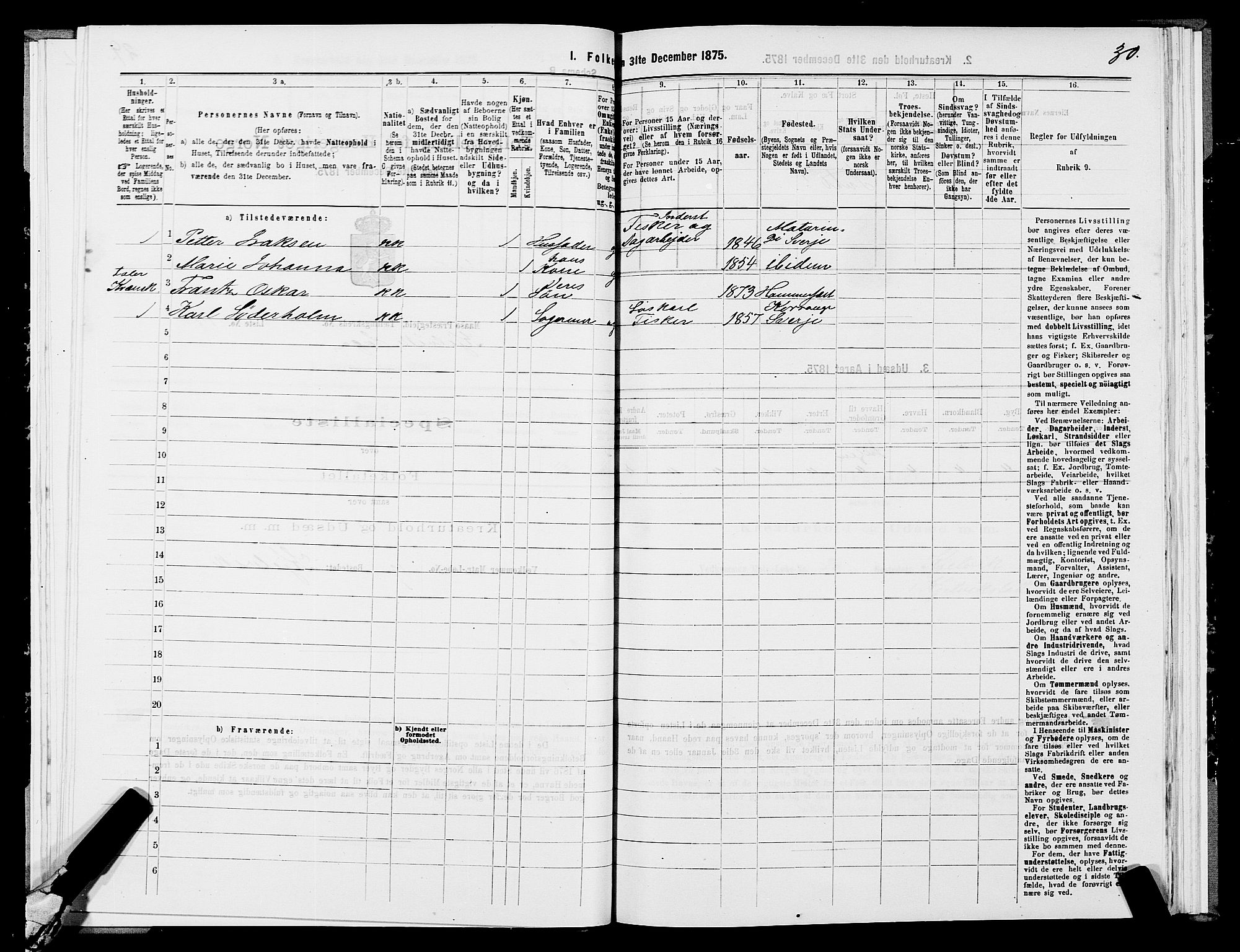 SATØ, 1875 census for 2018P Måsøy, 1875, p. 2030