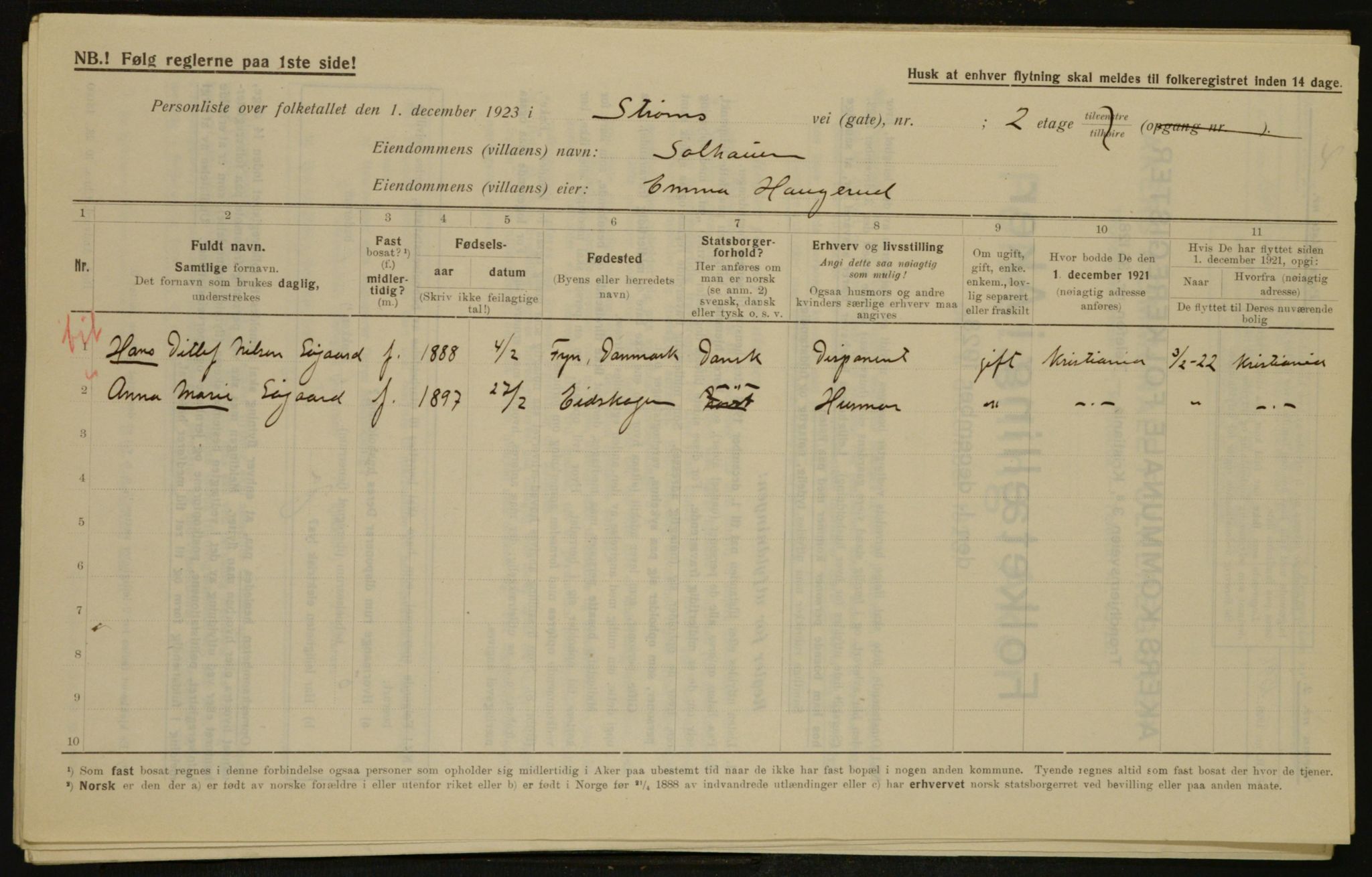 , Municipal Census 1923 for Aker, 1923, p. 32588