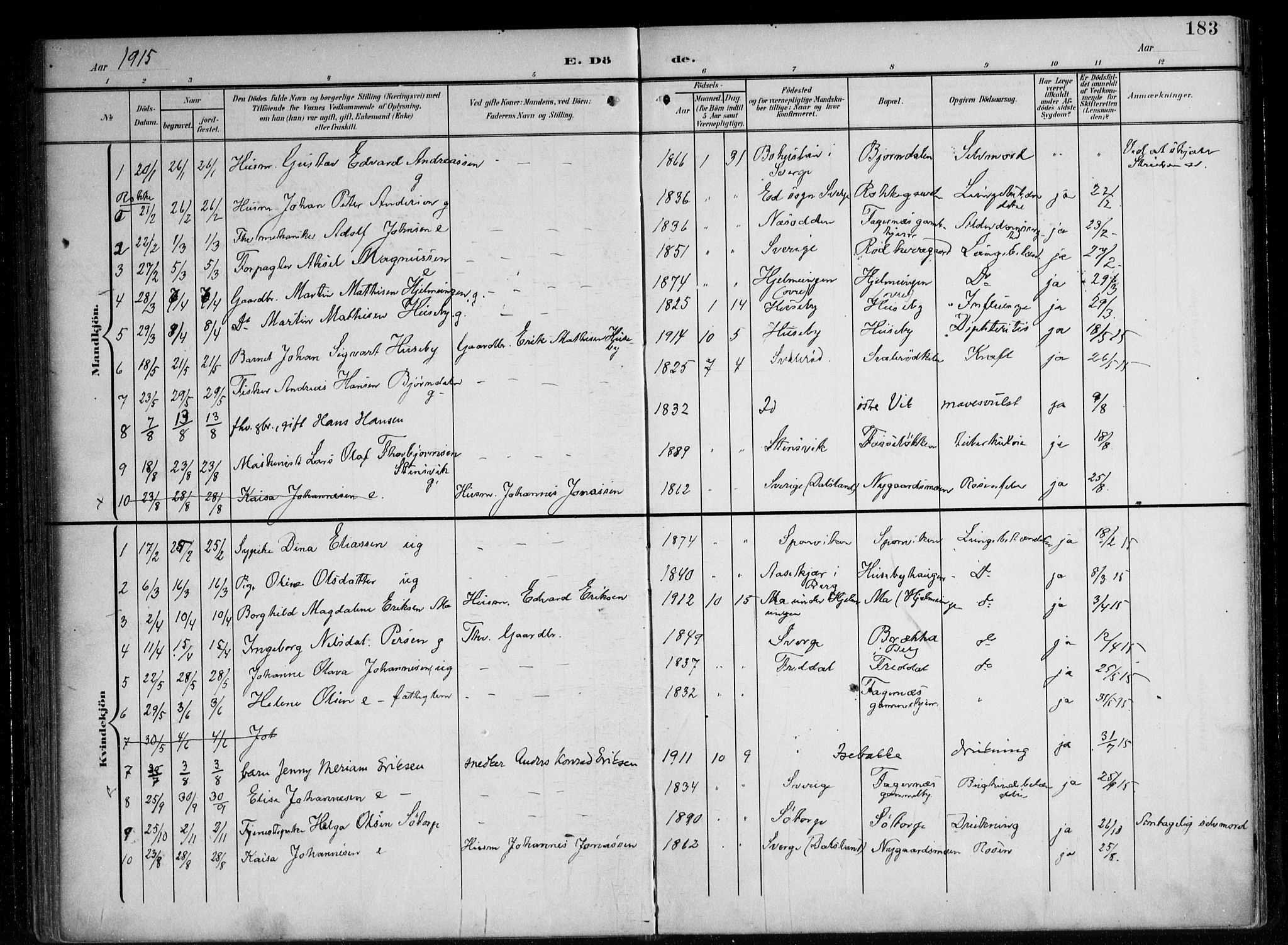 Berg prestekontor Kirkebøker, AV/SAO-A-10902/F/Fa/L0008: Parish register (official) no. I 8, 1902-1920, p. 183