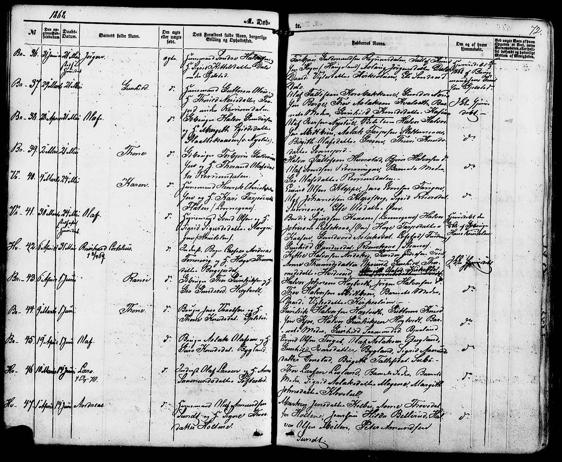 Kviteseid kirkebøker, SAKO/A-276/F/Fa/L0007: Parish register (official) no. I 7, 1859-1881, p. 72