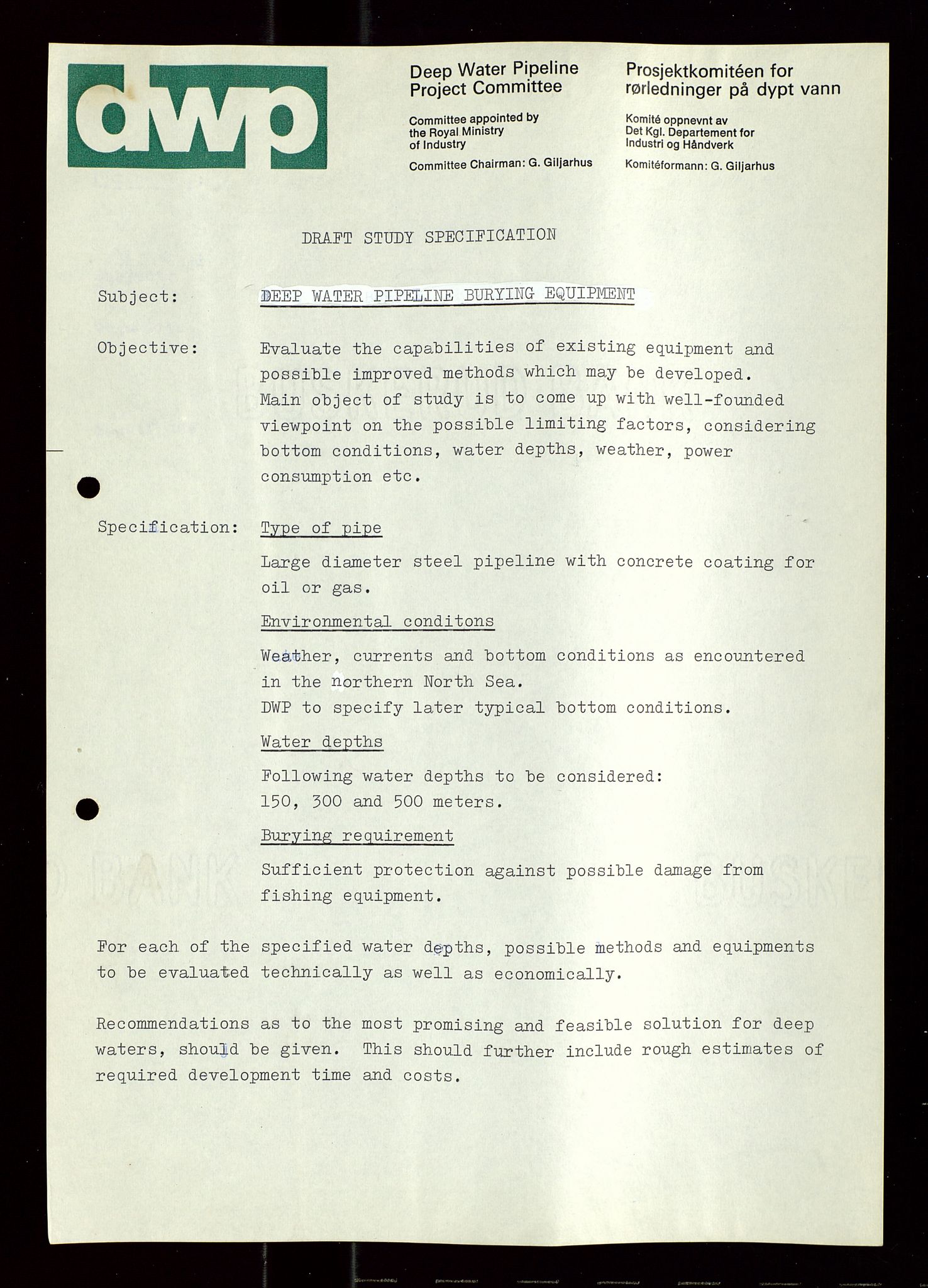 Industridepartementet, Oljekontoret, AV/SAST-A-101348/Di/L0004: DWP, møter, komite`møter, 761 forskning/teknologi, 1972-1975, p. 104