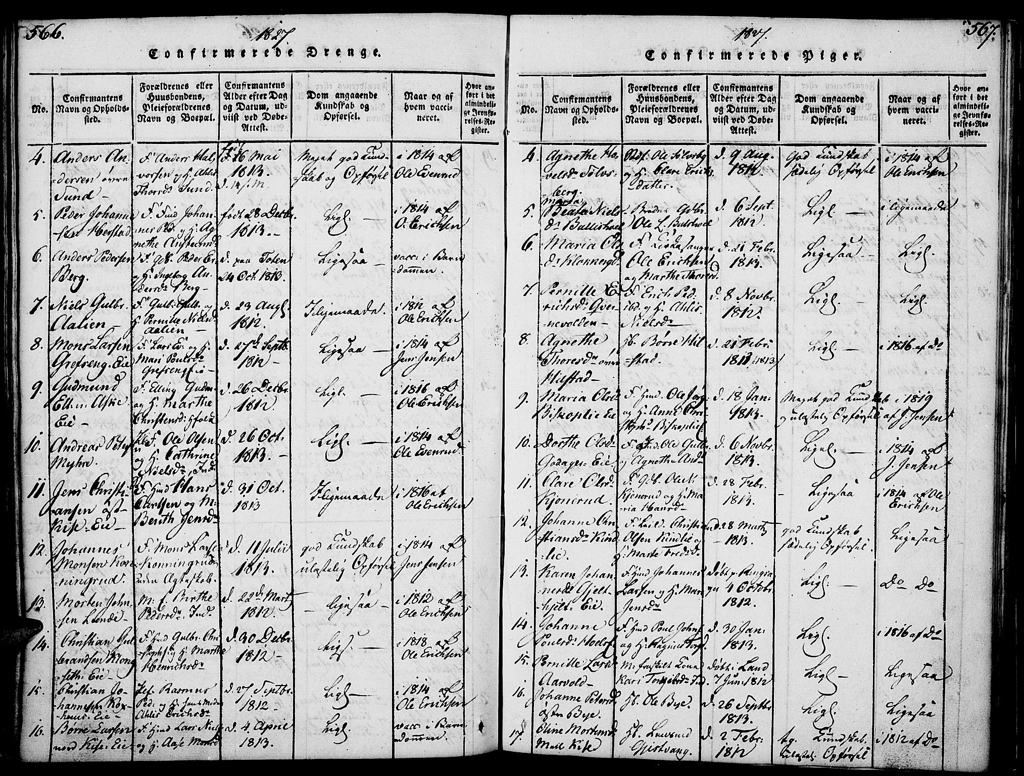 Nes prestekontor, Hedmark, SAH/PREST-020/K/Ka/L0002: Parish register (official) no. 2, 1813-1827, p. 566-567