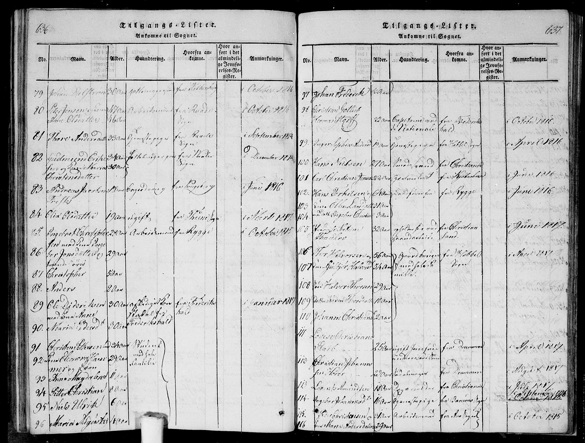 Moss prestekontor Kirkebøker, SAO/A-2003/F/Fa/L0005: Parish register (official) no. I 5, 1814-1828, p. 636-637