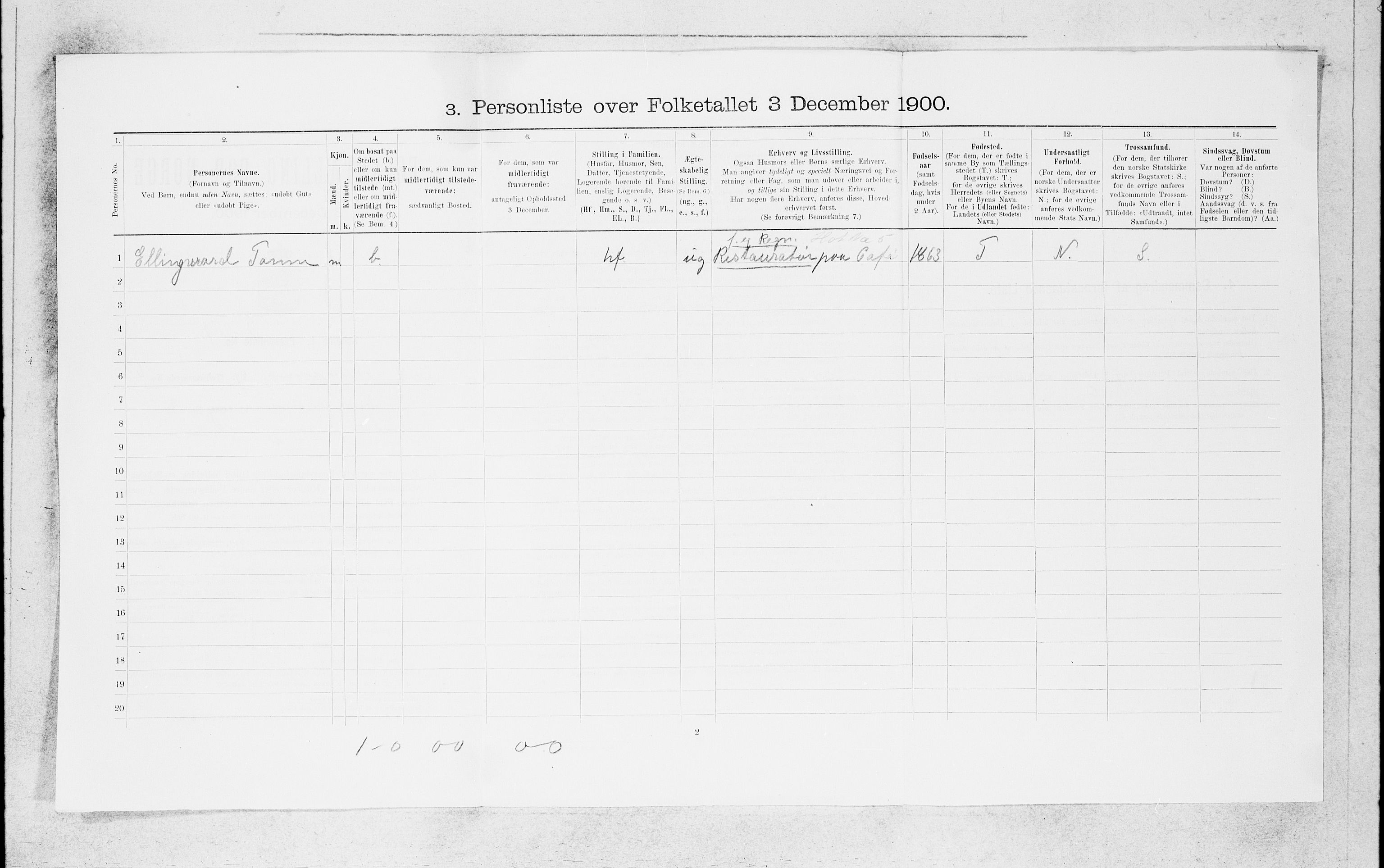 SAB, 1900 census for Bergen, 1900, p. 13057