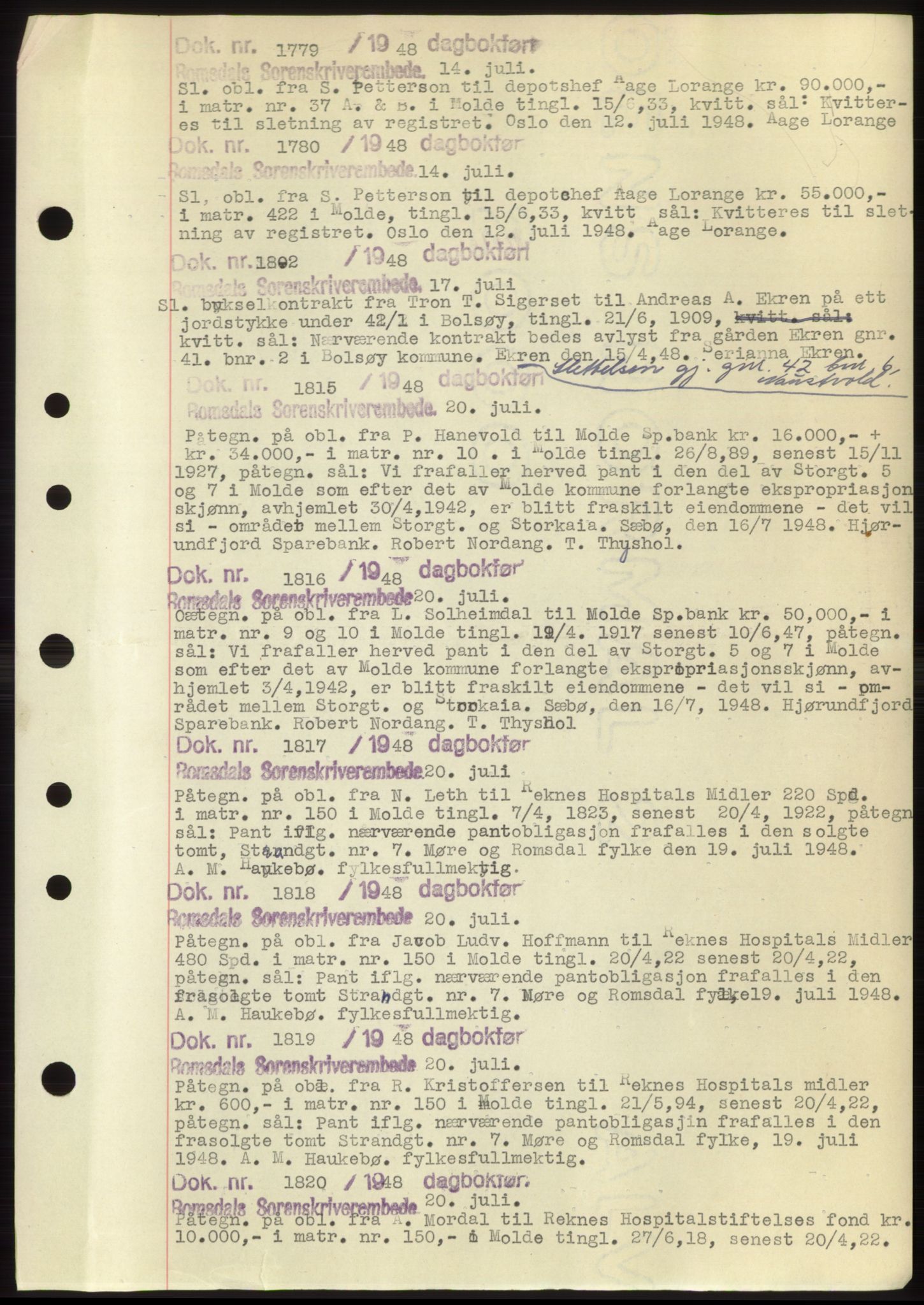 Romsdal sorenskriveri, SAT/A-4149/1/2/2C: Mortgage book no. C1b, 1946-1949, Deed date: 14.07.1948