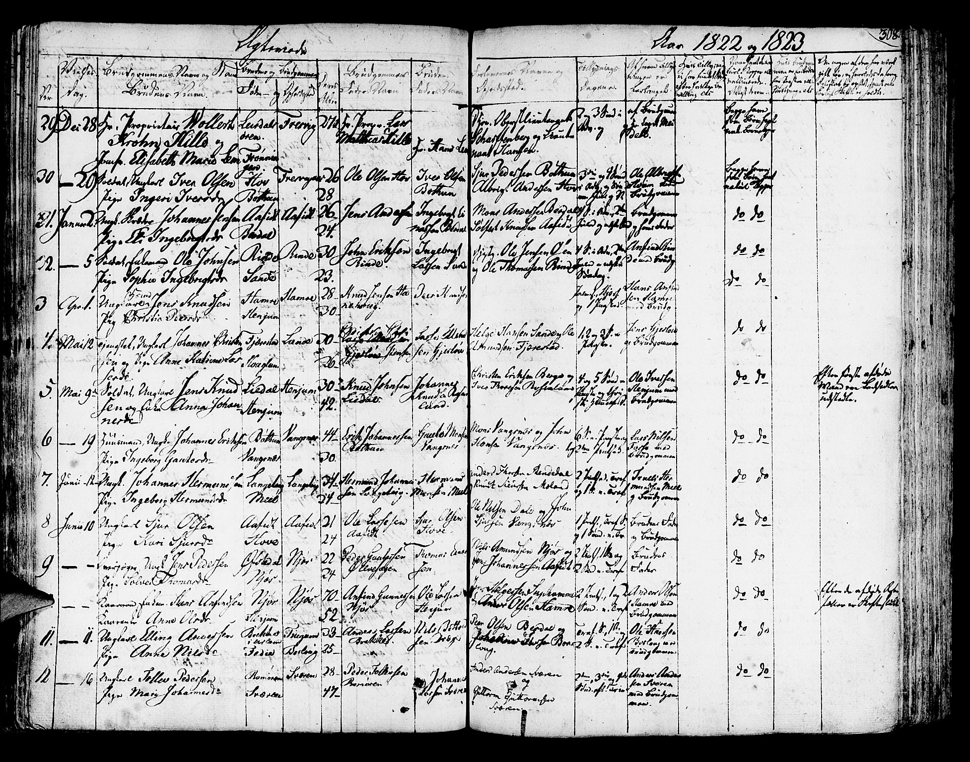 Leikanger sokneprestembete, AV/SAB-A-81001/H/Haa/Haaa/L0006: Parish register (official) no. A 6, 1810-1838, p. 308