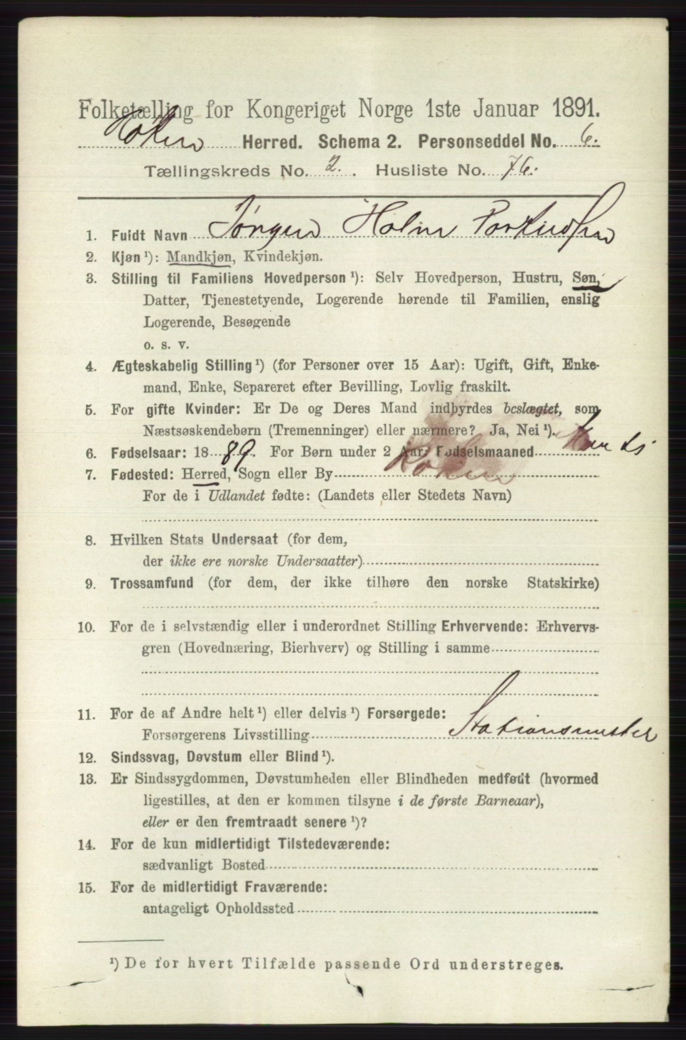 RA, 1891 census for 0627 Røyken, 1891, p. 1100