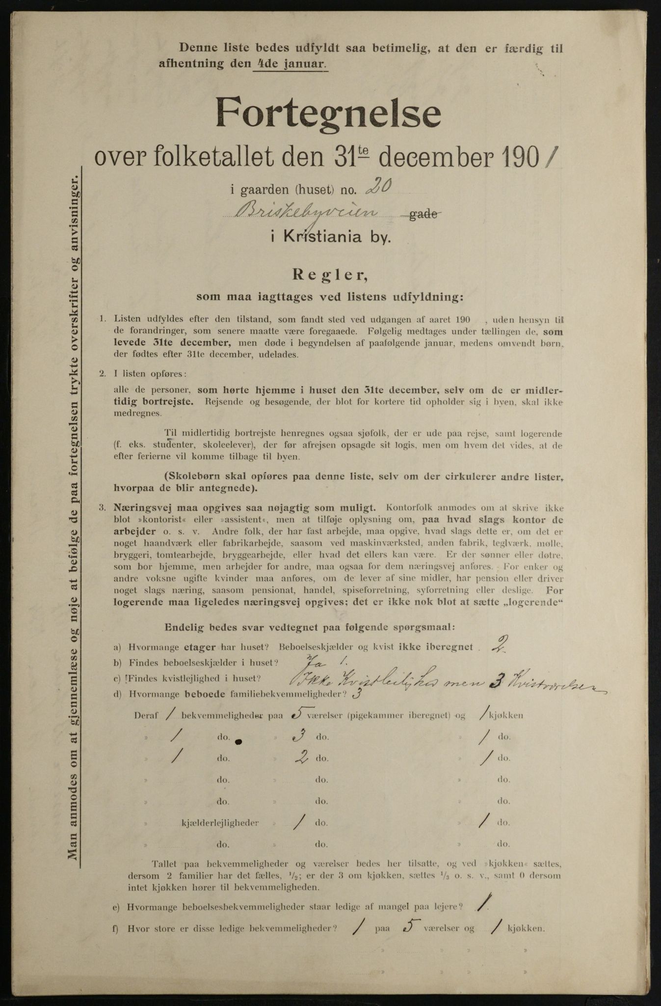 OBA, Municipal Census 1901 for Kristiania, 1901, p. 1541