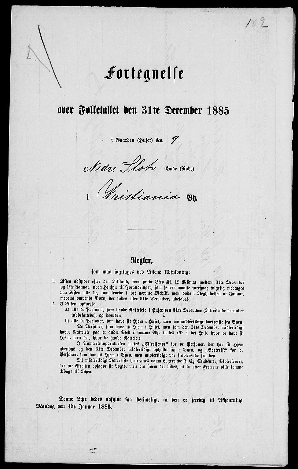 RA, 1885 census for 0301 Kristiania, 1885, p. 4278