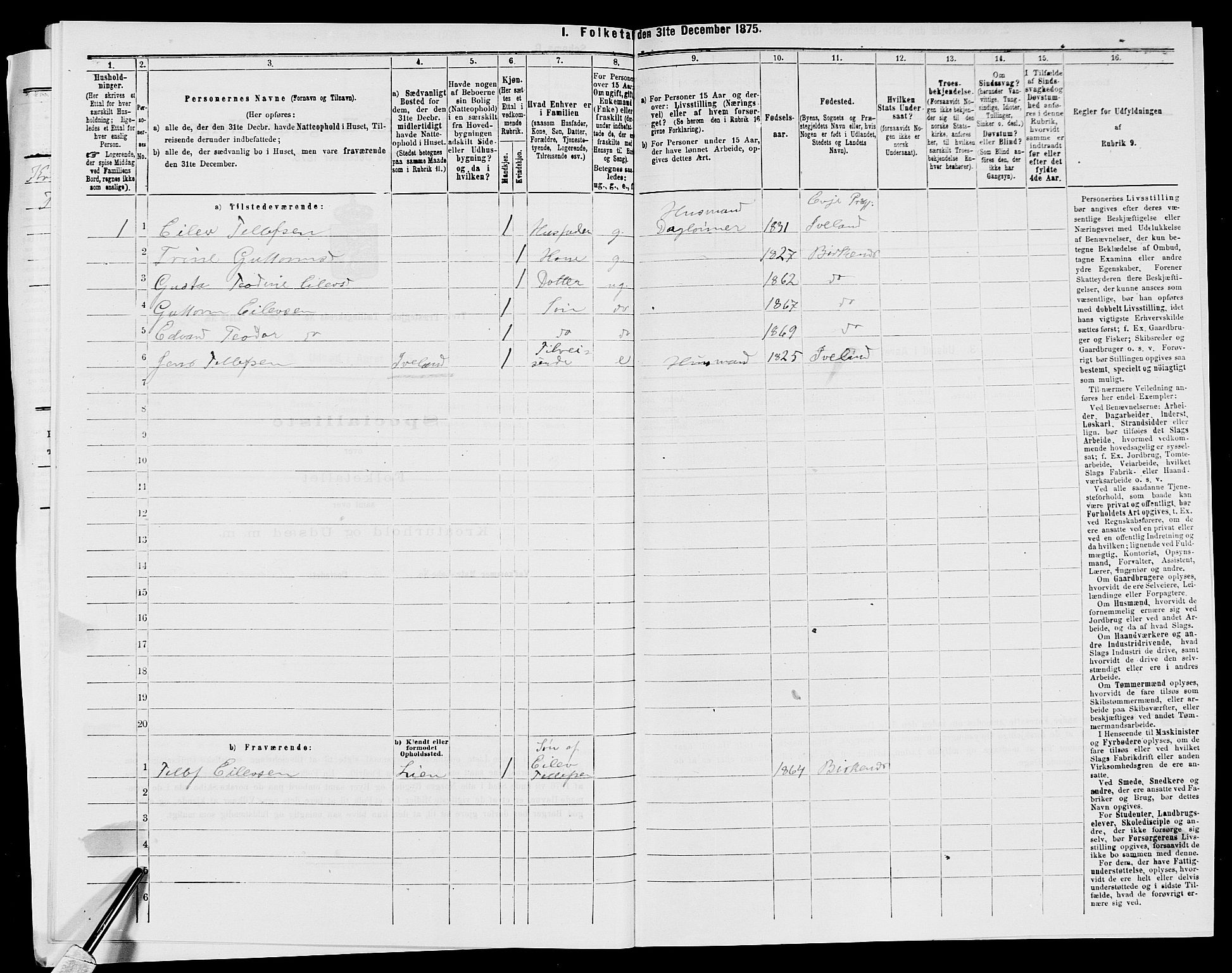 SAK, 1875 census for 1013P Tveit, 1875, p. 764