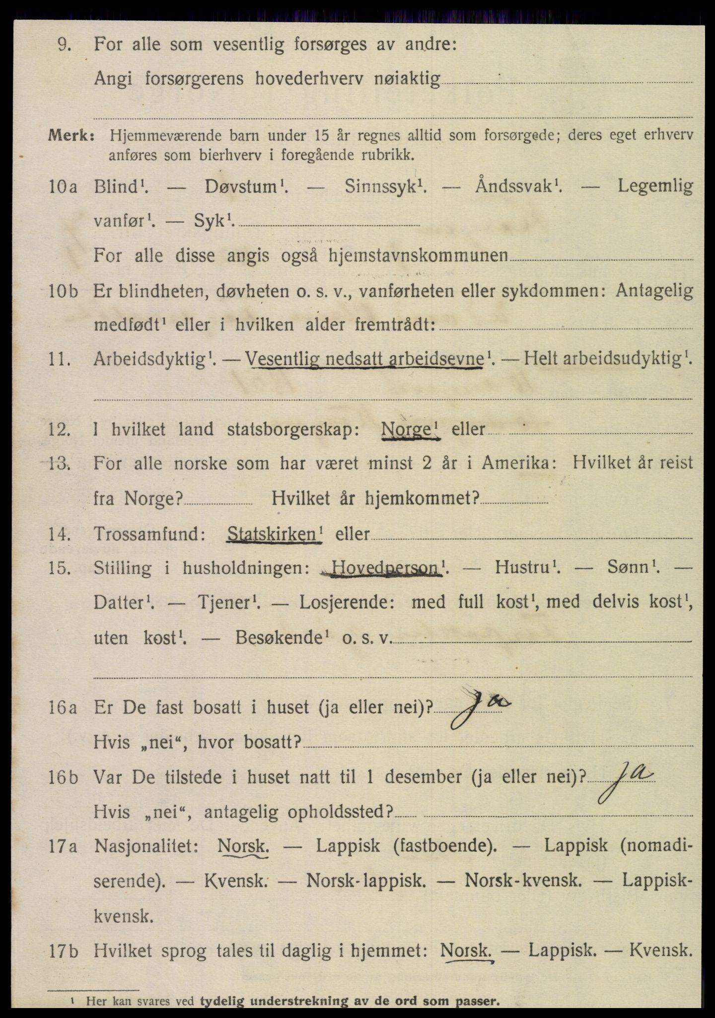 SAT, 1920 census for Korgen, 1920, p. 2783