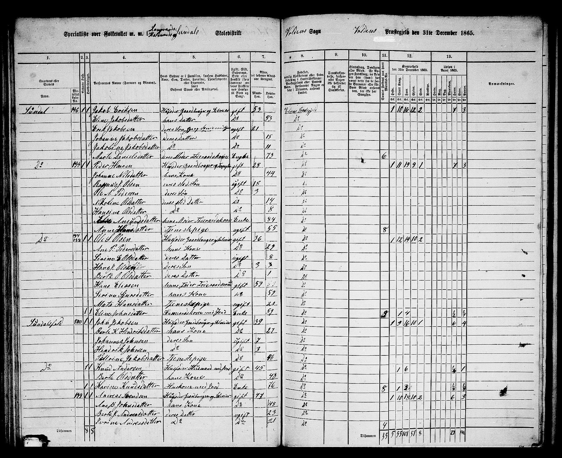 RA, 1865 census for Volda, 1865, p. 82