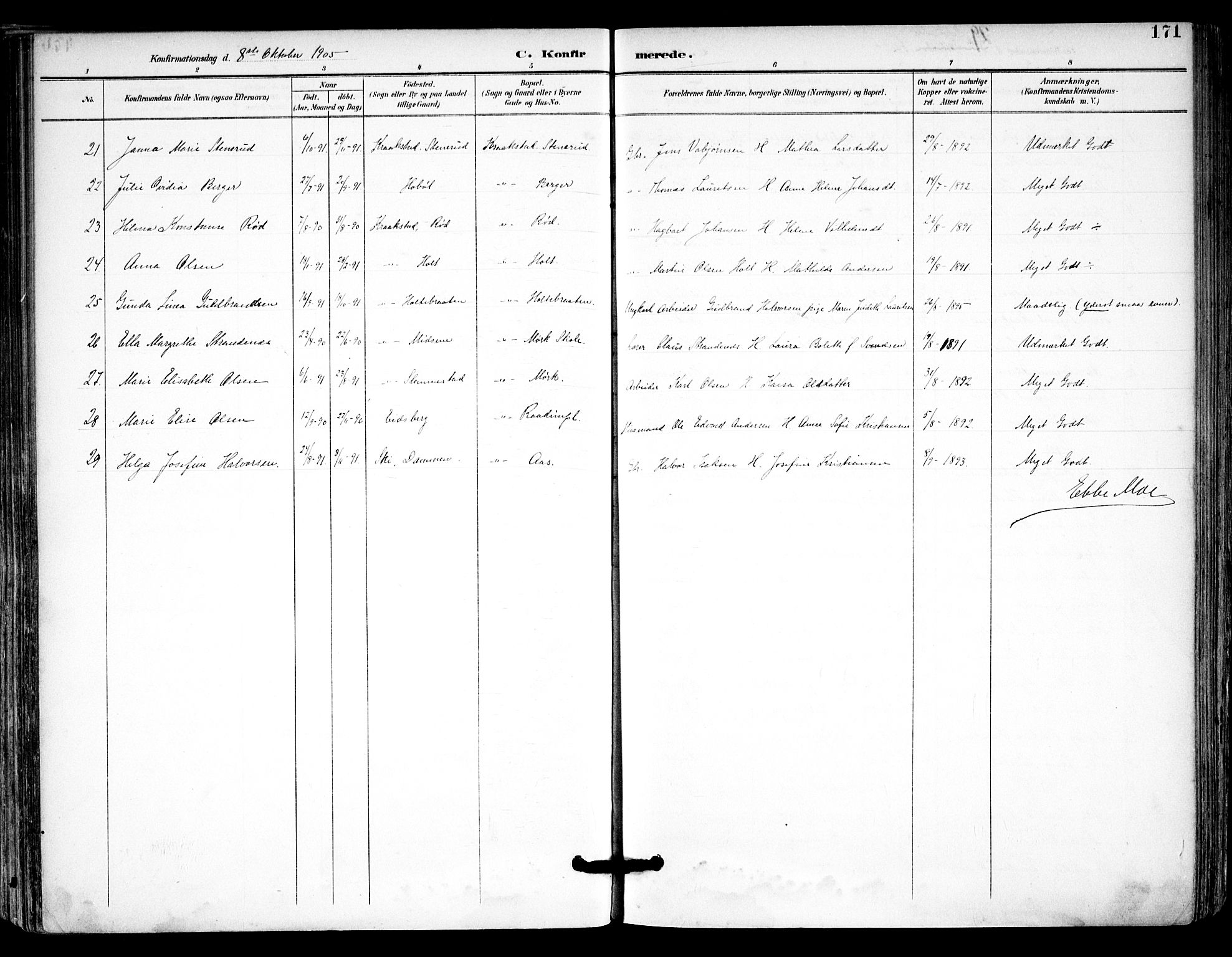 Kråkstad prestekontor Kirkebøker, AV/SAO-A-10125a/F/Fa/L0010: Parish register (official) no. I 10, 1893-1931, p. 171