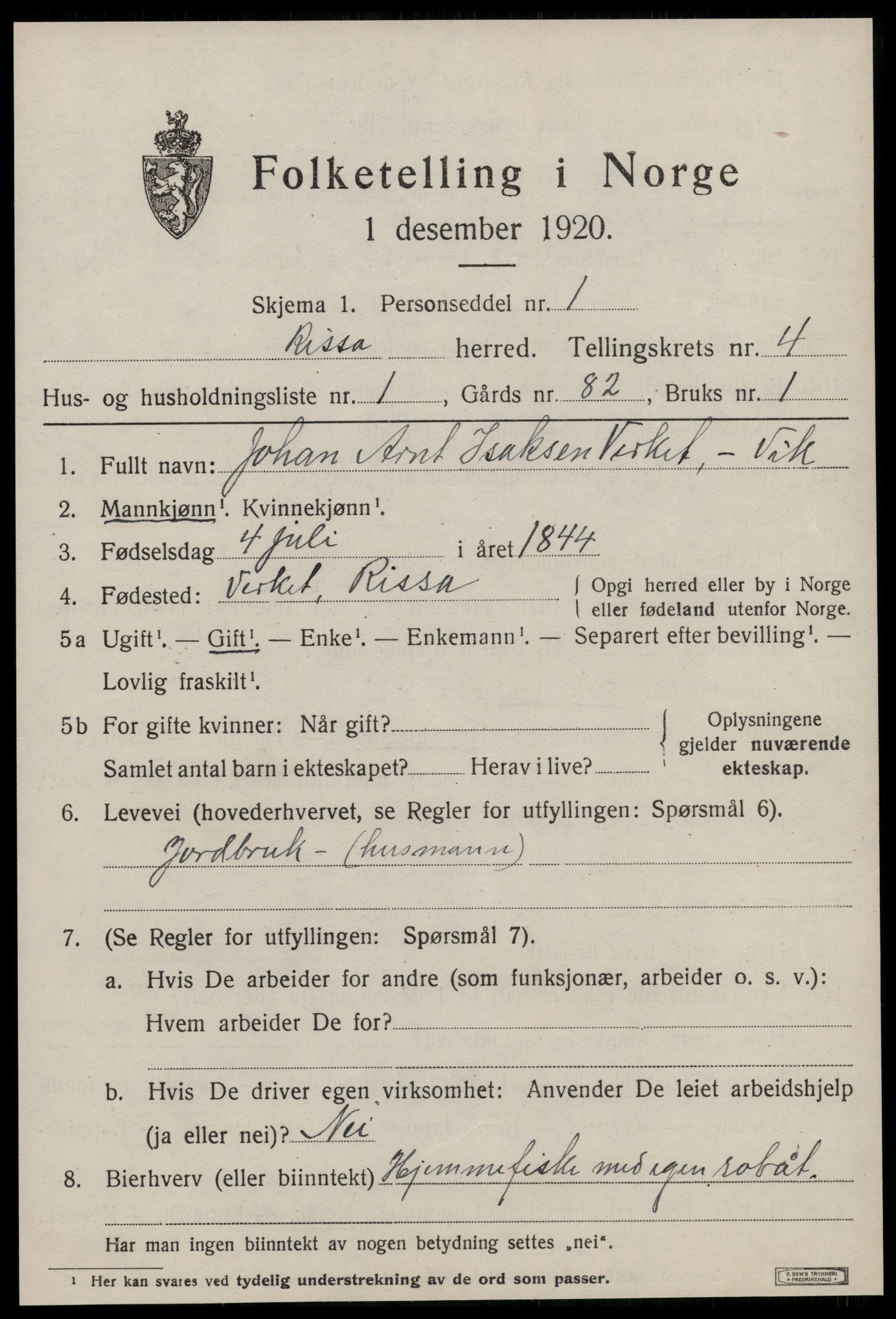 SAT, 1920 census for Rissa, 1920, p. 2949