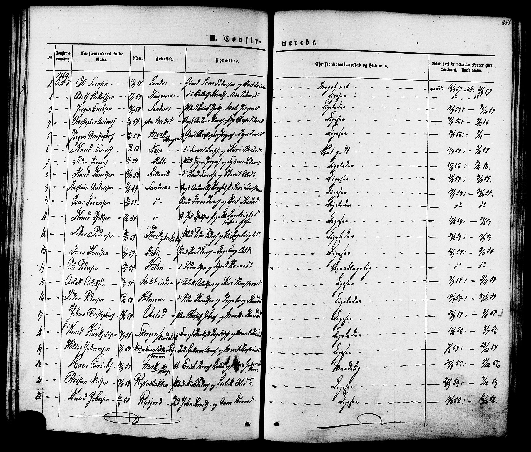 Ministerialprotokoller, klokkerbøker og fødselsregistre - Møre og Romsdal, AV/SAT-A-1454/547/L0603: Parish register (official) no. 547A05, 1846-1877, p. 252