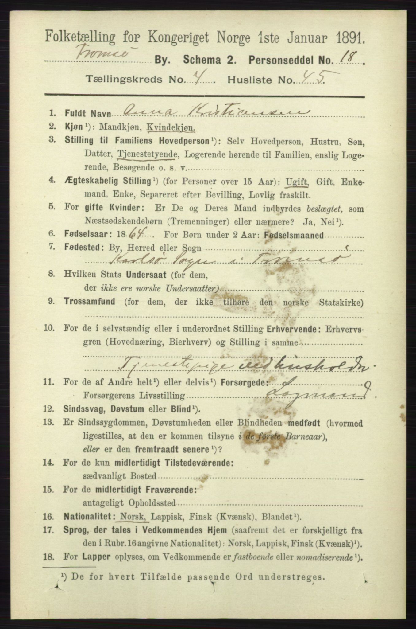 RA, 1891 census for 1902 Tromsø, 1891, p. 4714