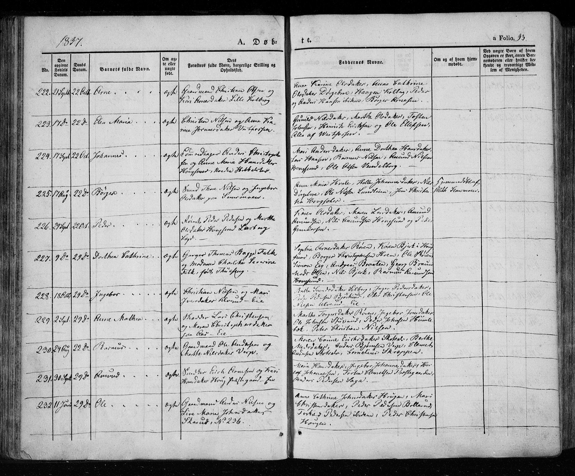 Eiker kirkebøker, SAKO/A-4/F/Fa/L0013a: Parish register (official) no. I 13A, 1832-1845, p. 93