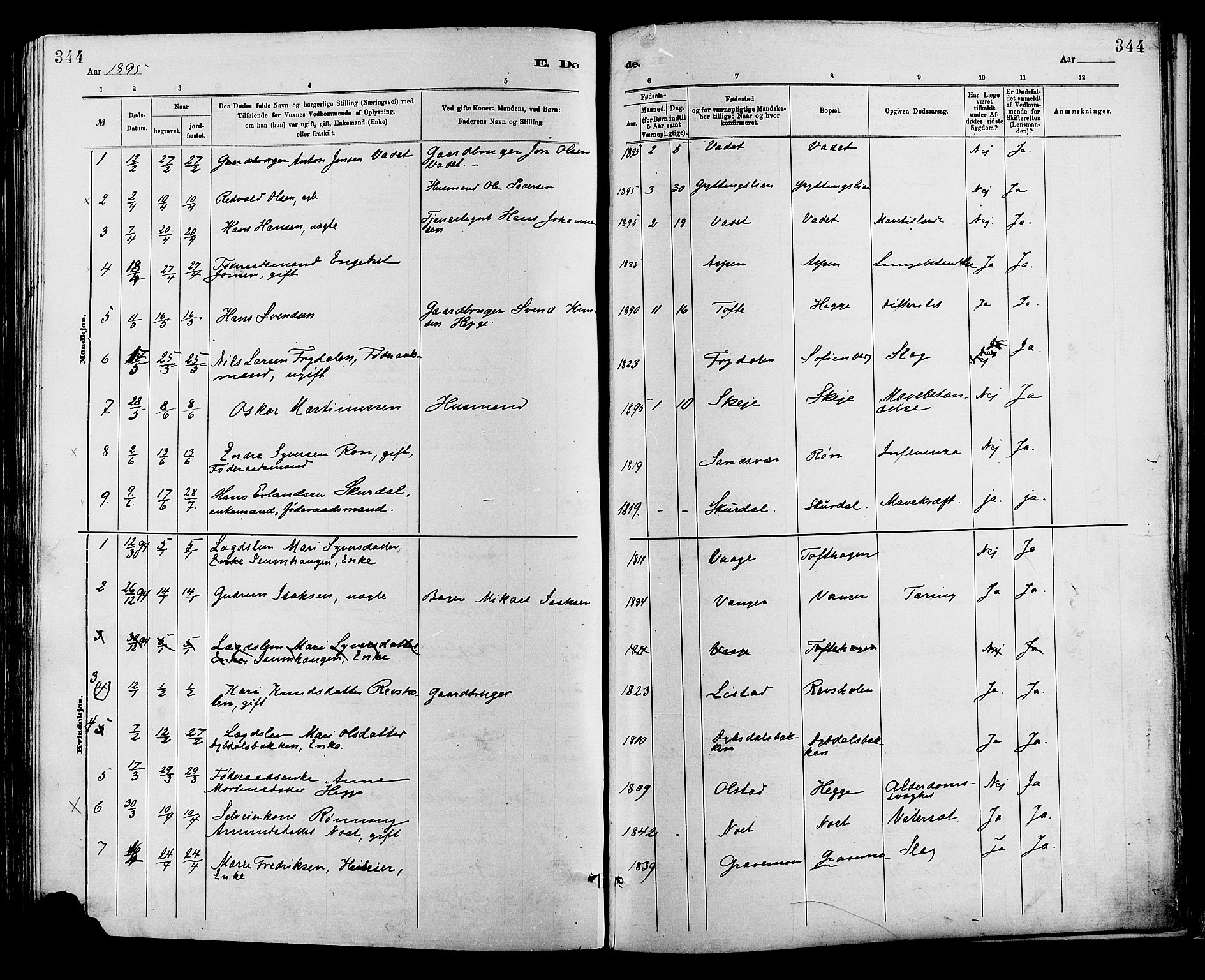 Sør-Fron prestekontor, AV/SAH-PREST-010/H/Ha/Haa/L0003: Parish register (official) no. 3, 1881-1897, p. 344