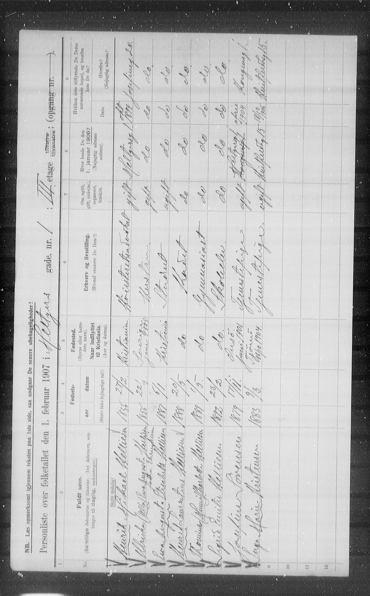 OBA, Municipal Census 1907 for Kristiania, 1907, p. 33268