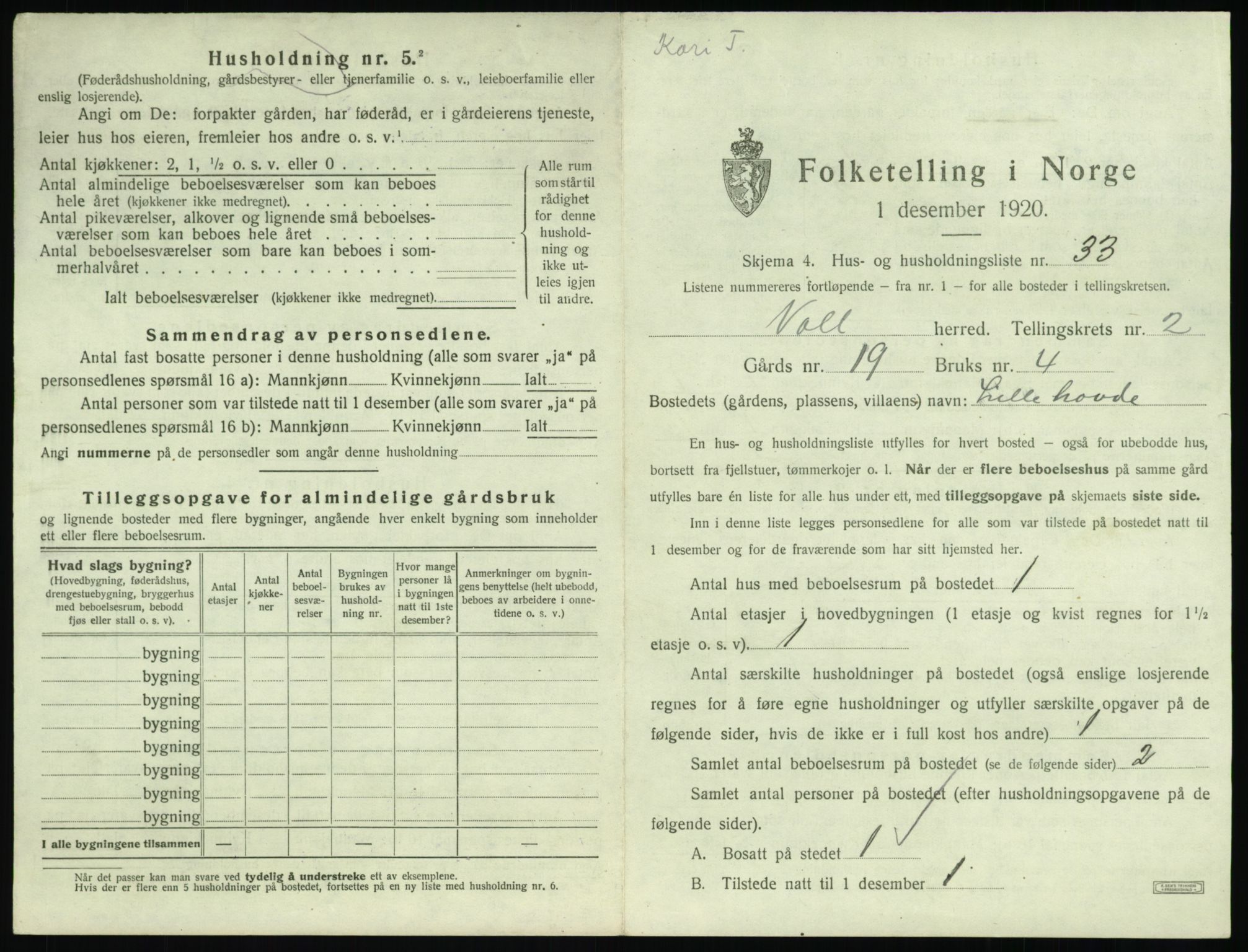 SAT, 1920 census for Voll, 1920, p. 165