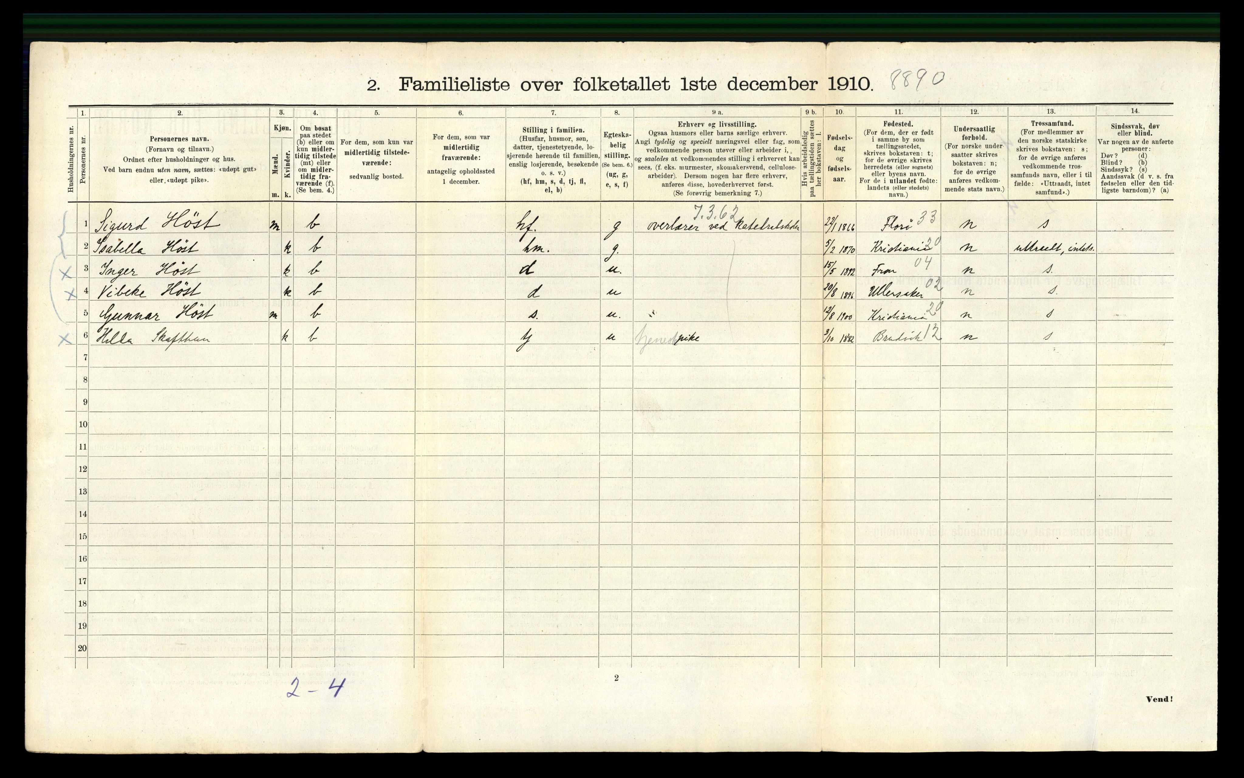 RA, 1910 census for Bergen, 1910, p. 1322