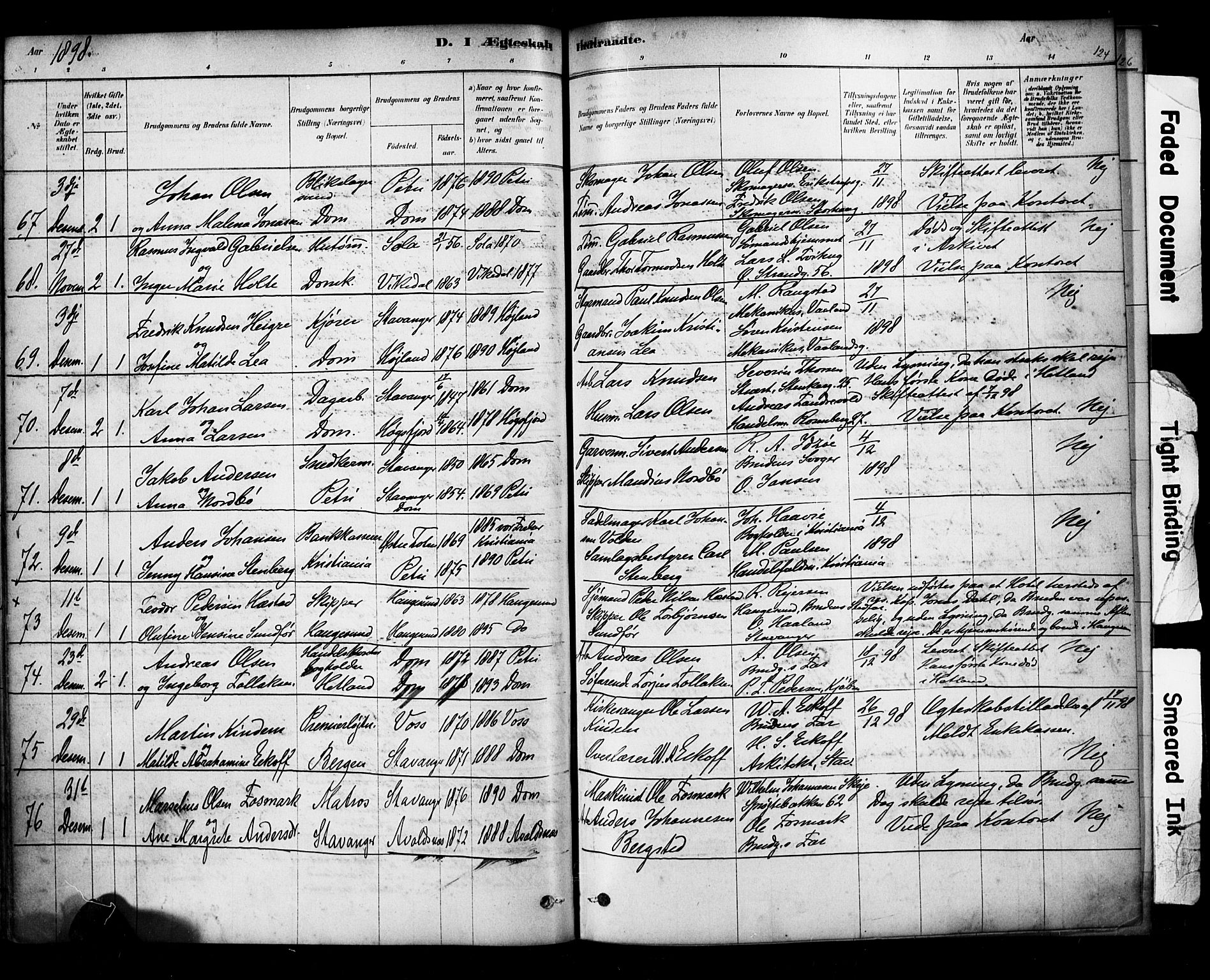 Domkirken sokneprestkontor, AV/SAST-A-101812/001/30/30BA/L0029: Parish register (official) no. A 28, 1878-1904, p. 124