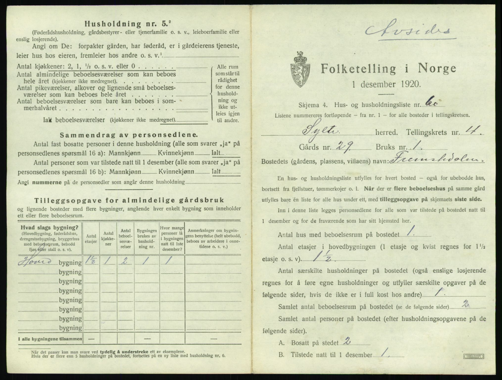 SAT, 1920 census for Sylte, 1920, p. 569