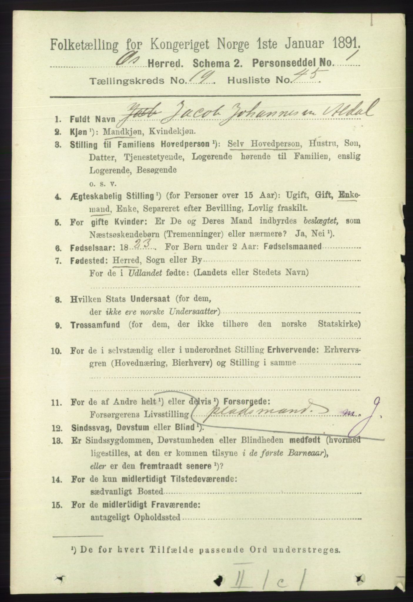 RA, 1891 census for 1243 Os, 1891, p. 4204