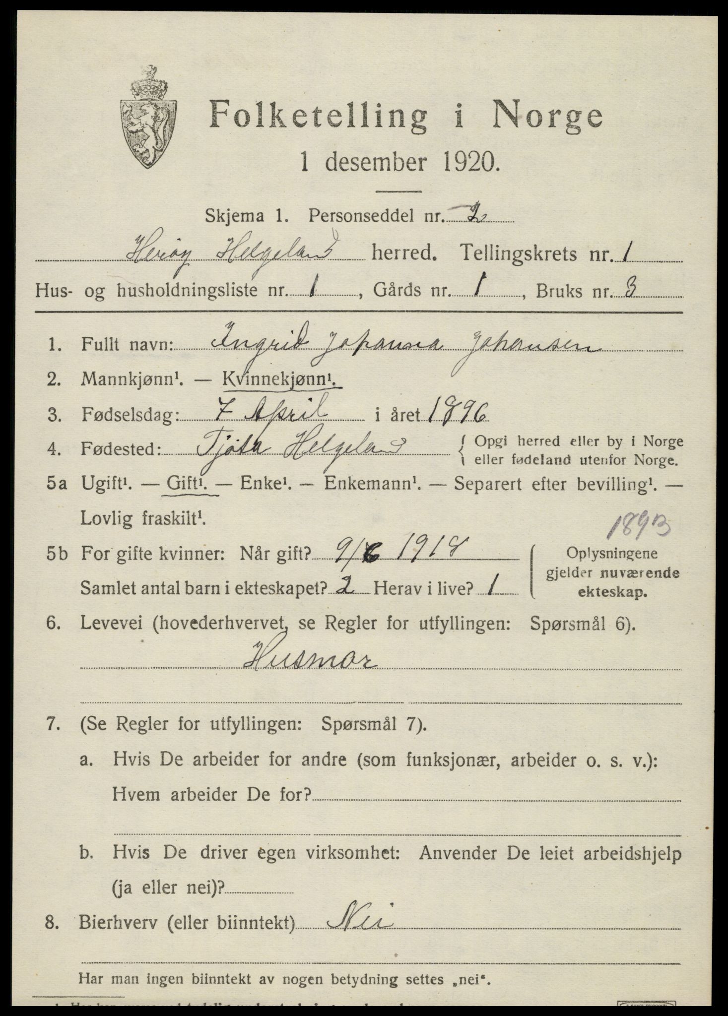 SAT, 1920 census for Herøy, 1920, p. 920