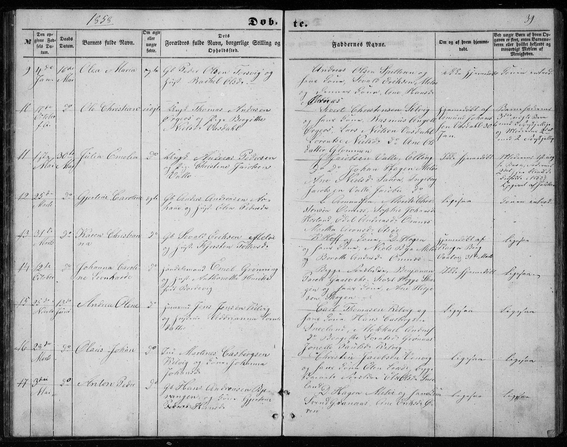 Ministerialprotokoller, klokkerbøker og fødselsregistre - Nordland, SAT/A-1459/843/L0633: Parish register (copy) no. 843C02, 1853-1873, p. 39