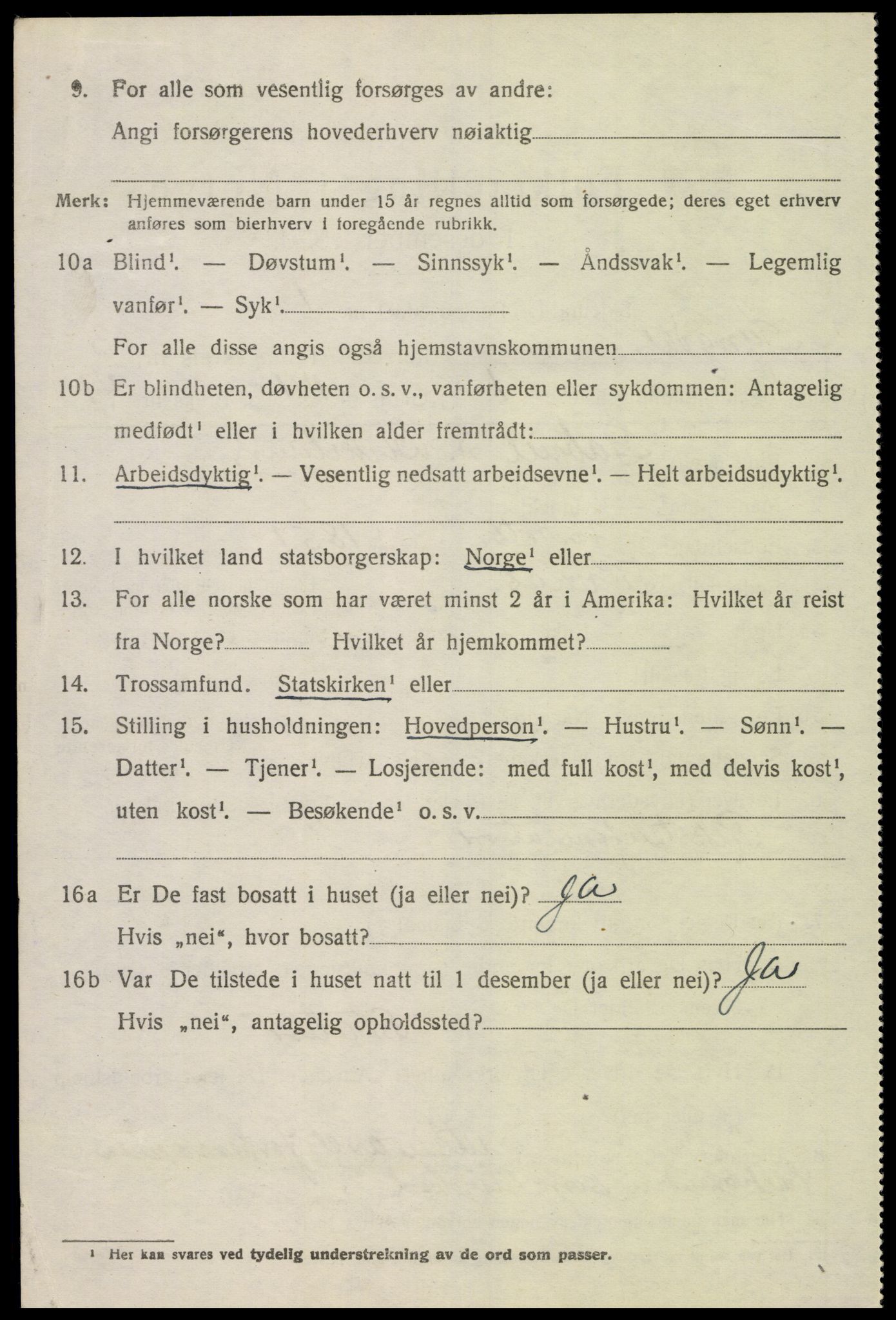 SAK, 1920 census for Lyngdal, 1920, p. 1916