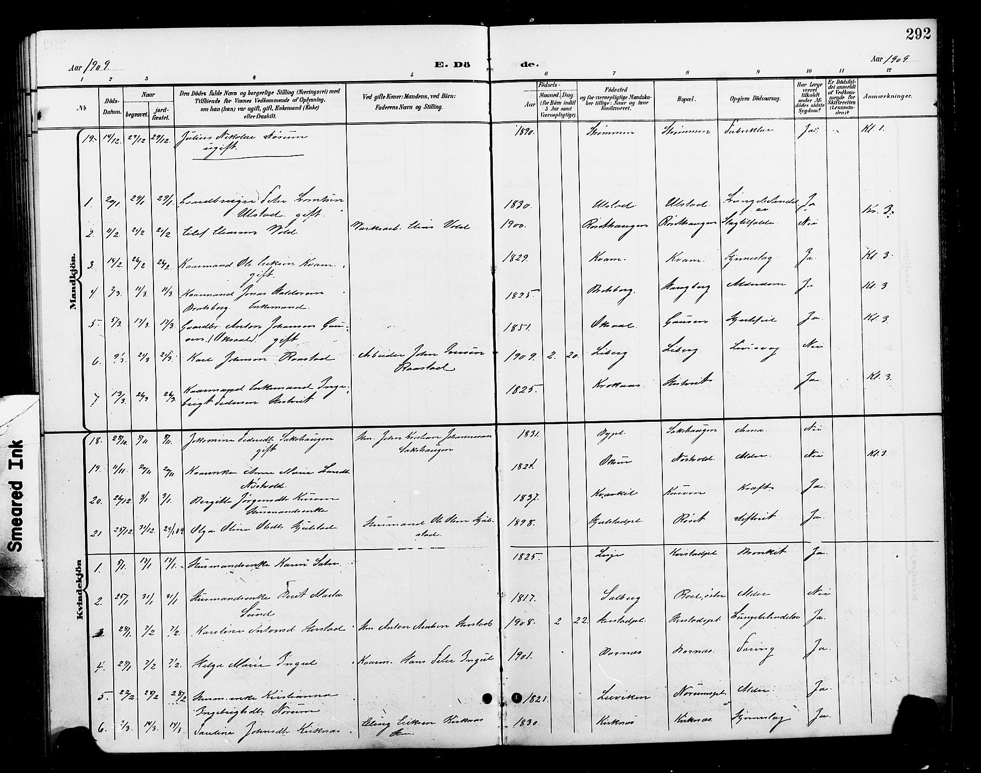 Ministerialprotokoller, klokkerbøker og fødselsregistre - Nord-Trøndelag, SAT/A-1458/730/L0302: Parish register (copy) no. 730C05, 1898-1924, p. 292