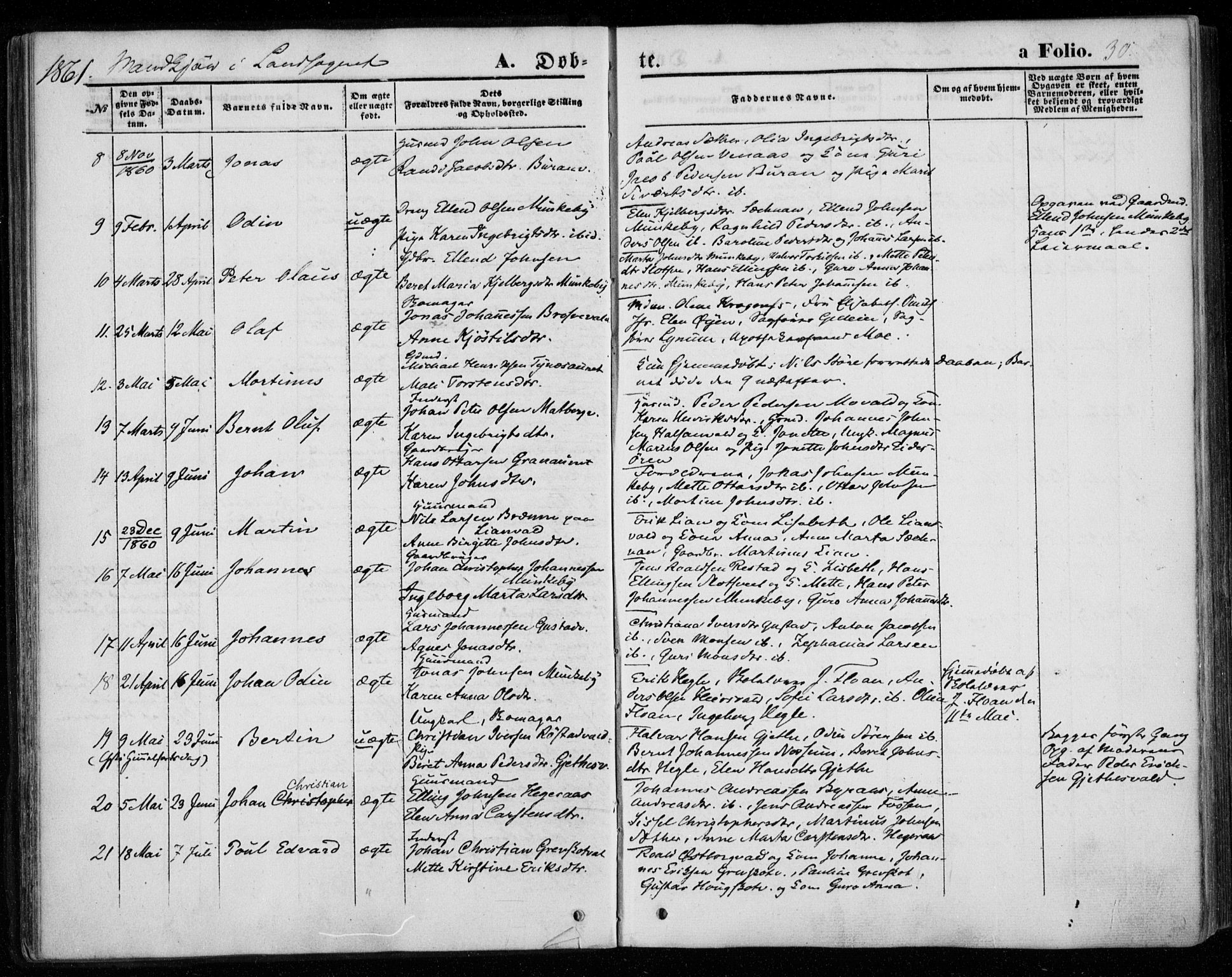 Ministerialprotokoller, klokkerbøker og fødselsregistre - Nord-Trøndelag, SAT/A-1458/720/L0184: Parish register (official) no. 720A02 /2, 1855-1863, p. 30