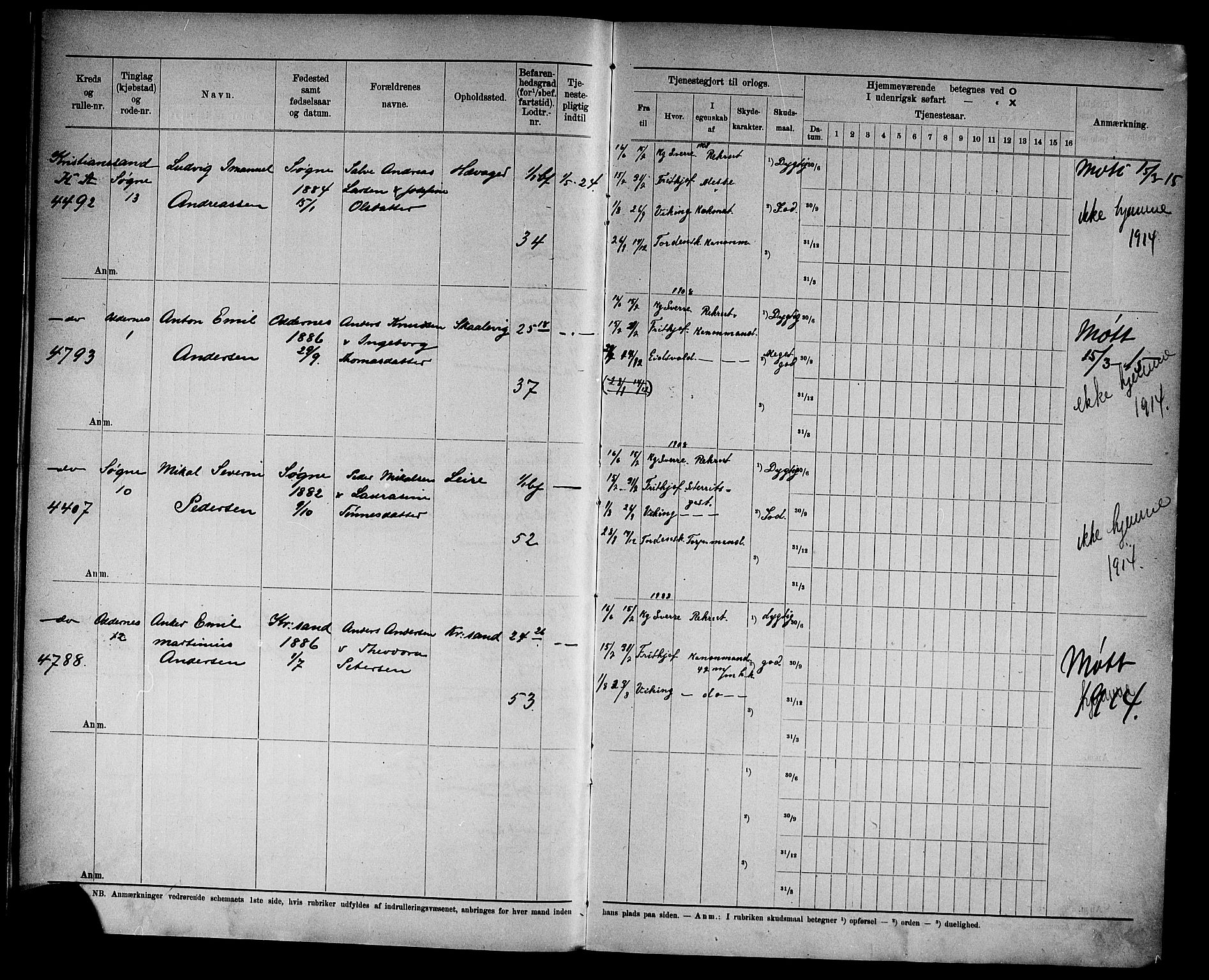 Kristiansand mønstringskrets, SAK/2031-0015/F/Fd/L0010: Rulle sjøvernepliktige, C-10, 1908, p. 11