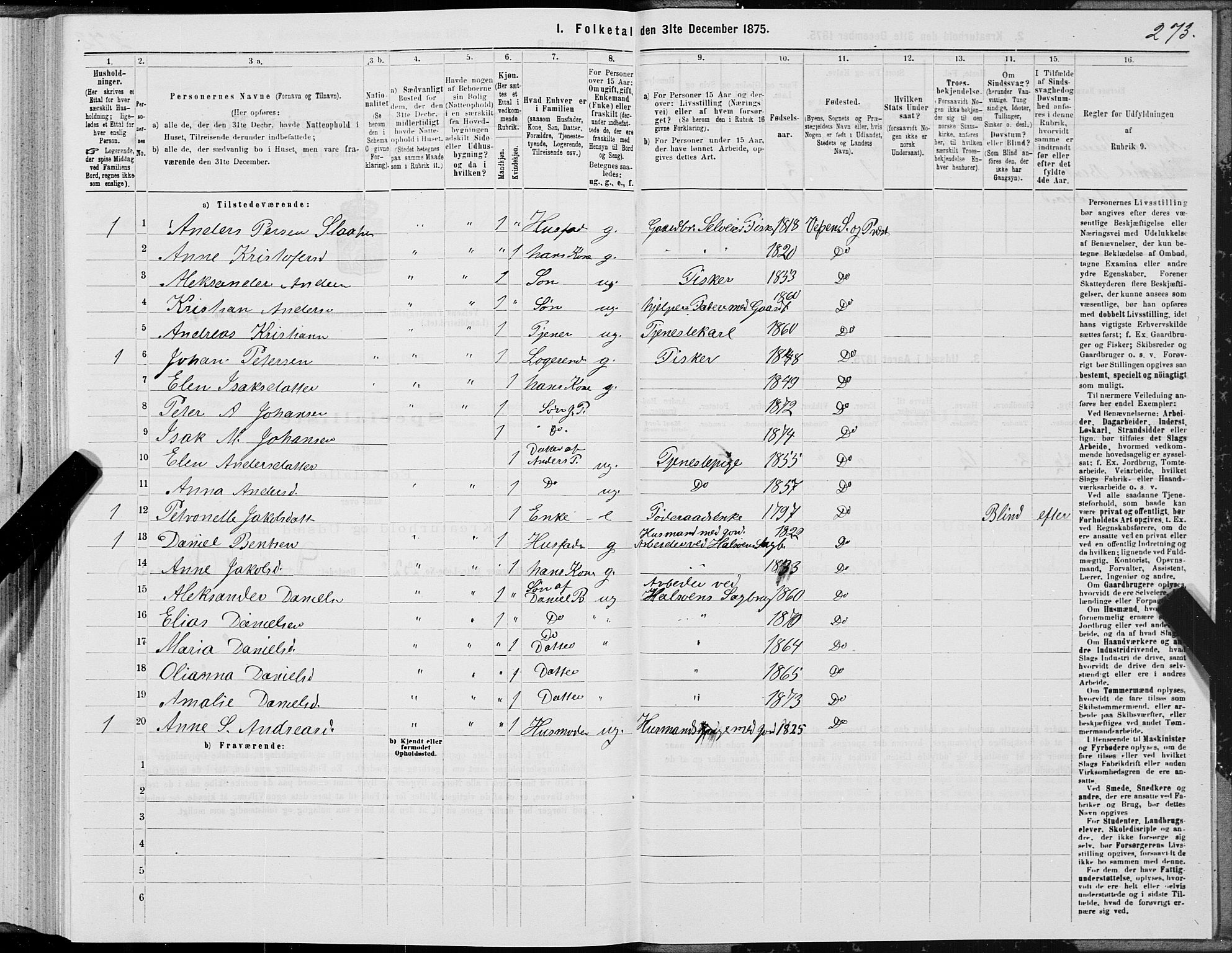 SAT, 1875 census for 1824L Vefsn/Vefsn, 1875, p. 3273