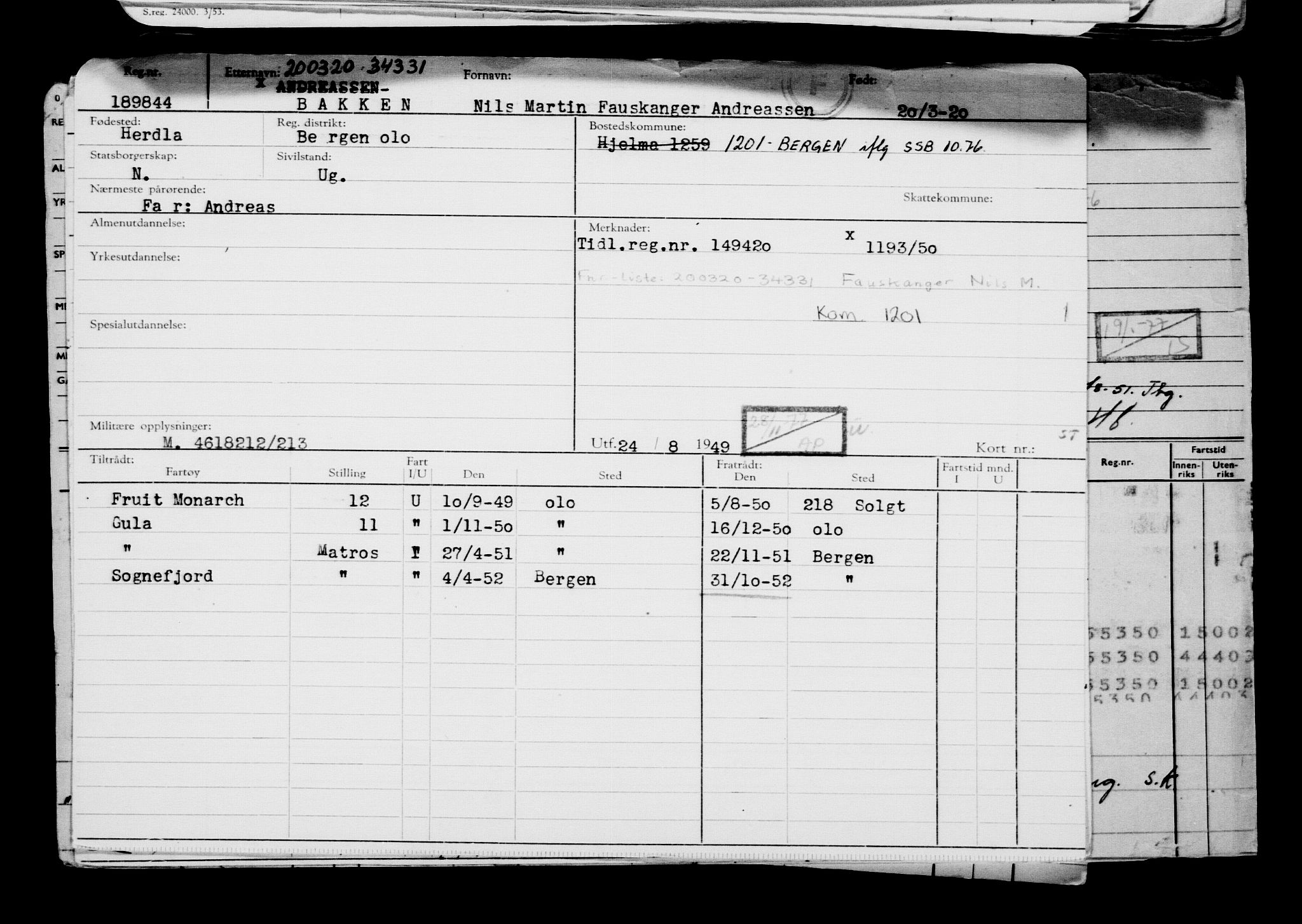 Direktoratet for sjømenn, AV/RA-S-3545/G/Gb/L0178: Hovedkort, 1920, p. 430