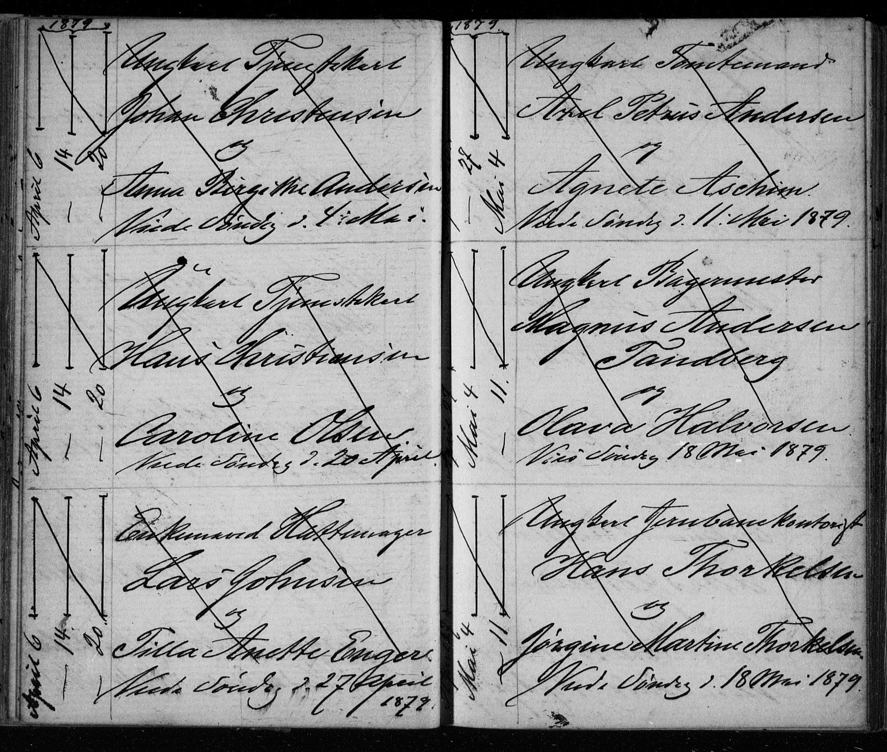 Bragernes kirkebøker, AV/SAKO-A-6/H/Ha/L0006: Banns register no. 6, 1873-1896