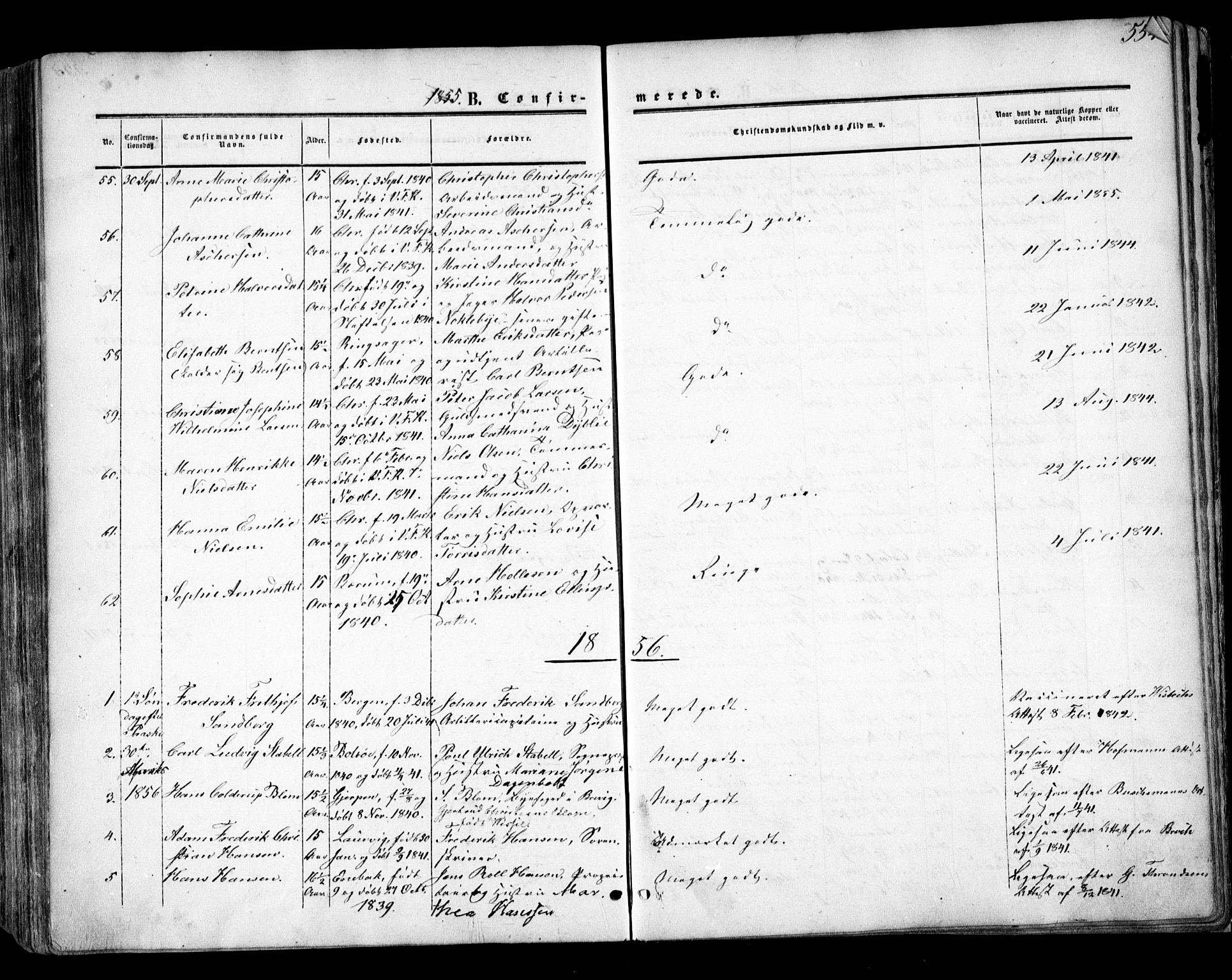Oslo domkirke Kirkebøker, SAO/A-10752/F/Fa/L0014: Parish register (official) no. 14, 1850-1857, p. 554