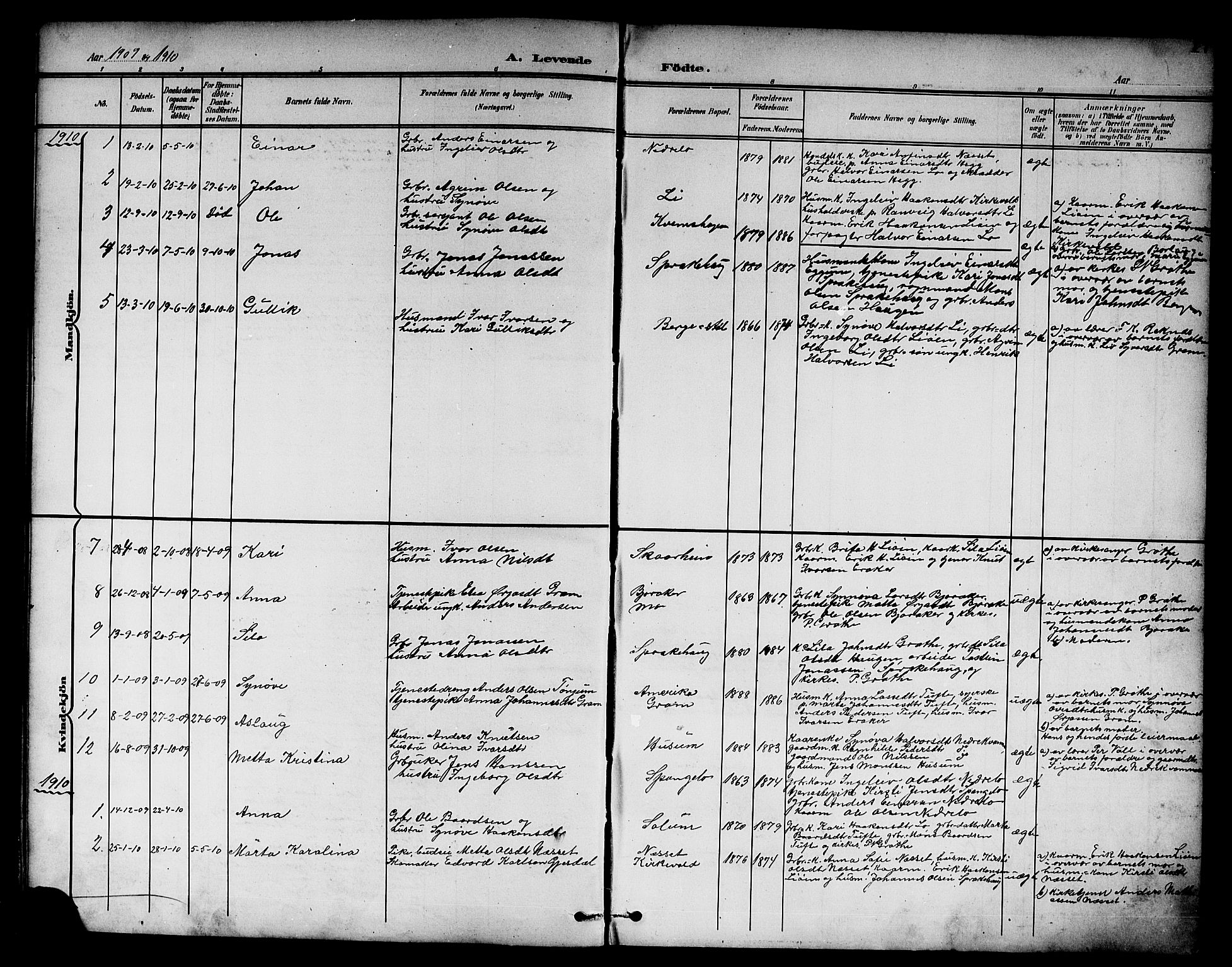 Lærdal sokneprestembete, AV/SAB-A-81201: Parish register (copy) no. B 1, 1897-1928, p. 17