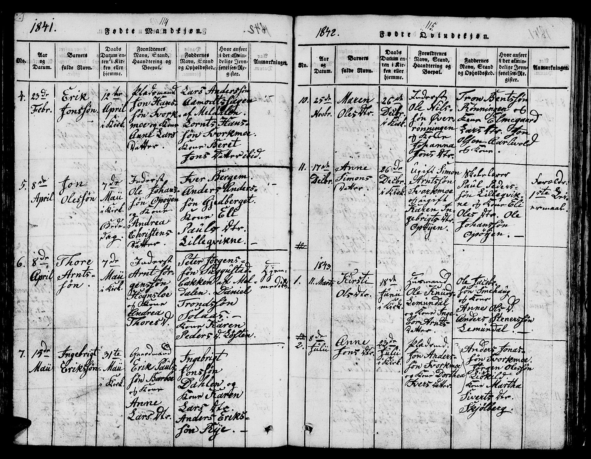 Ministerialprotokoller, klokkerbøker og fødselsregistre - Sør-Trøndelag, SAT/A-1456/671/L0842: Parish register (copy) no. 671C01, 1816-1867, p. 114-115